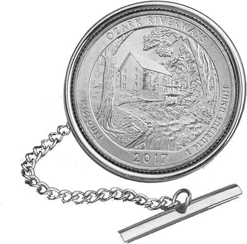 US 2017 Missouri Ozark National Scenic Riverways Quarter BU Uncirculated 25 Cent Coin Silver Plated Tie Tac Tack BRAND NEW - America the Beautiful