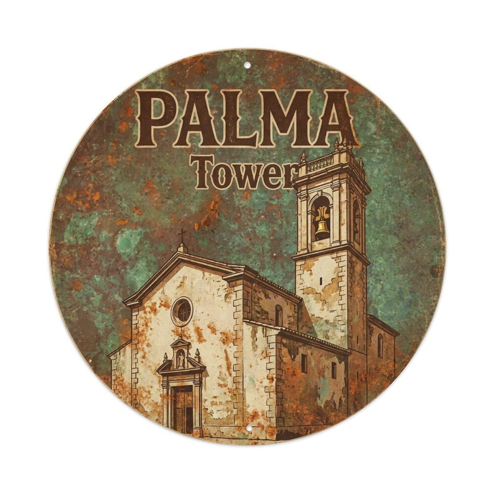 Vintage Travel Palma Spain Church Metal Tin Sign