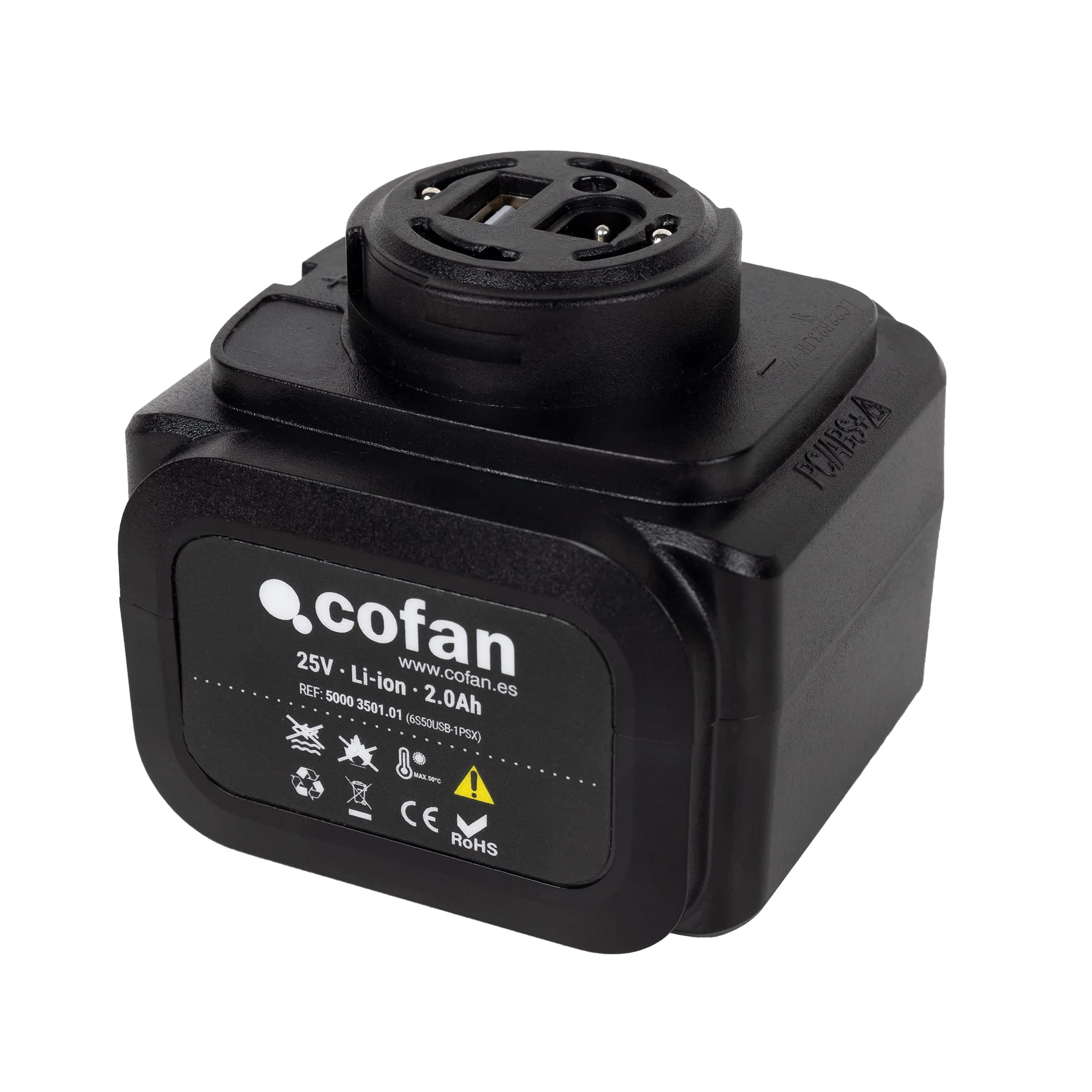 Cofan Batería Recargable para Tijeras de Podar | Potencia: 25 V 2.0 Ah | Batería de Litio Li-Ion
