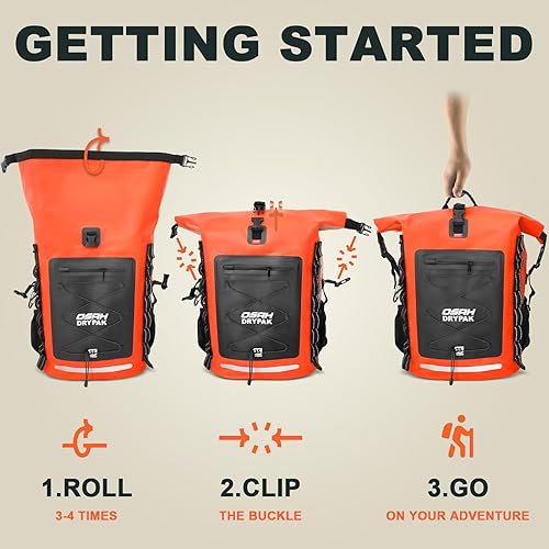 Miniatura 6 de Mochila impermeable de 35L55L85L  Mochila de senderismo resistente con parte superior enrollable que mantiene el equipo seco para viajes, kayak,