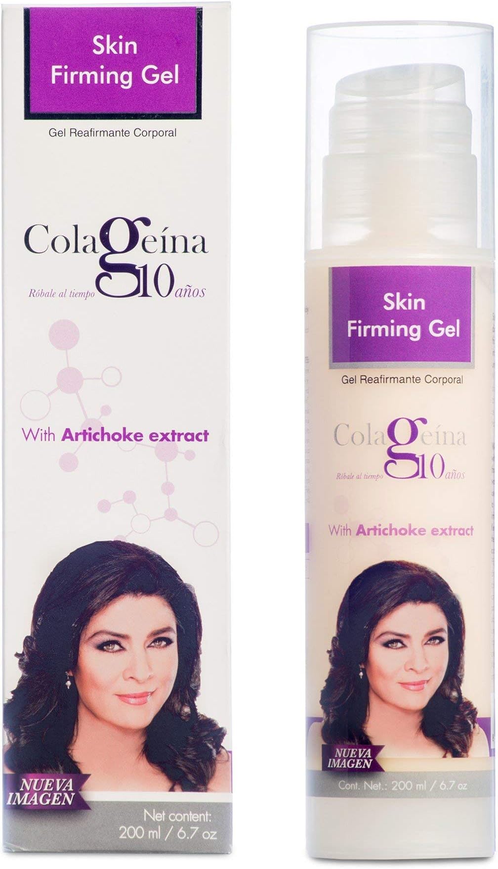 Colageina 10 Skin Firming Gel Treatment with Artichoke Extract, 6.7 oz (200 ml) - Firmness, Strength, and Elasticity for a Younger Look.