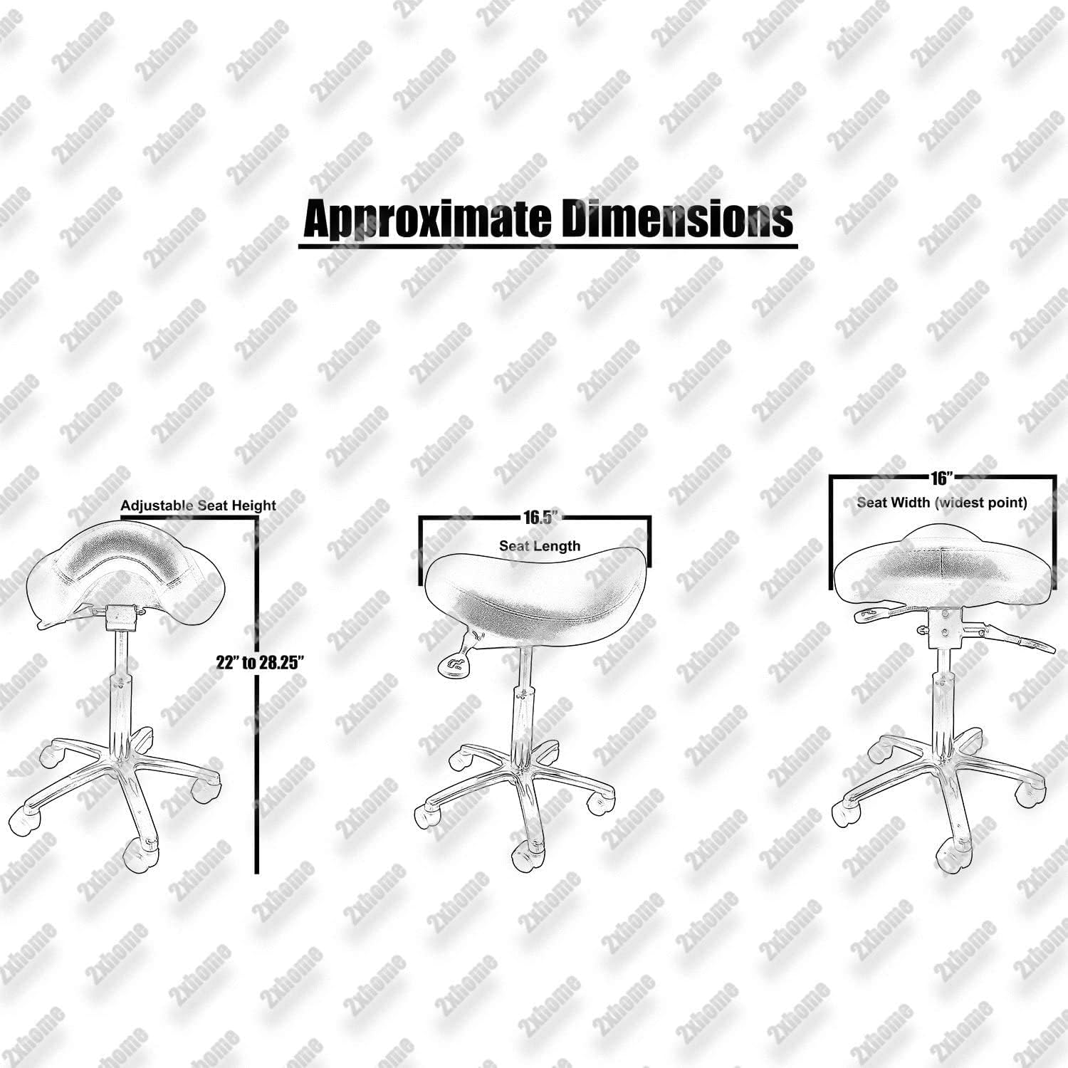 2xhome Ergonomic Saddle Stool | Backless Rolling Office Task Chair with Adjustable Height and Tilt | PU Leather, Foam Padded Seat for Drafting, Medical, Dental Use, Beige, Single, Set of 1