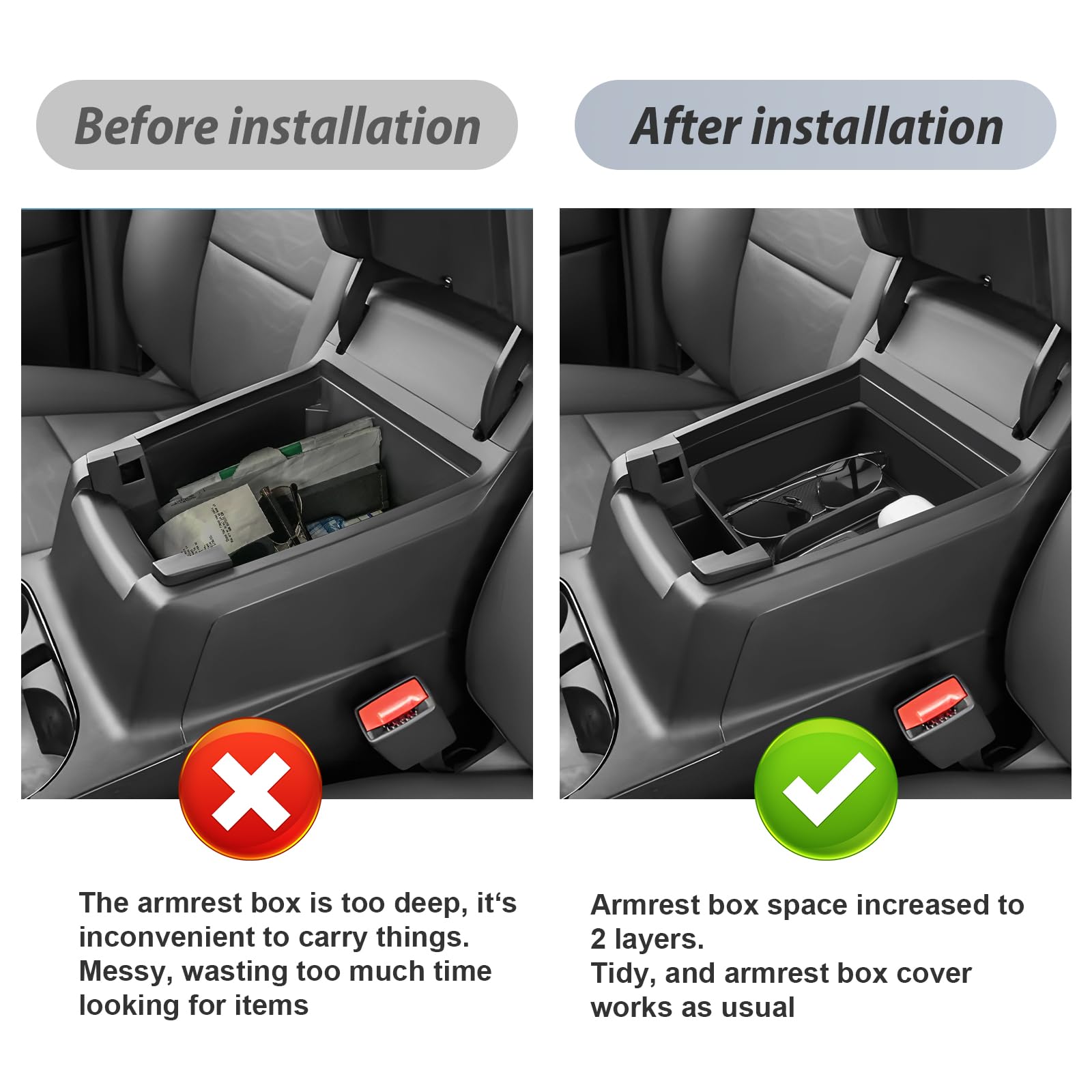 2-Piece Center Console Organizer Tray & Cup Holder For 2023-2026 Chevy Colorado & GMC Canyon – ABS Plastic Storage Box
