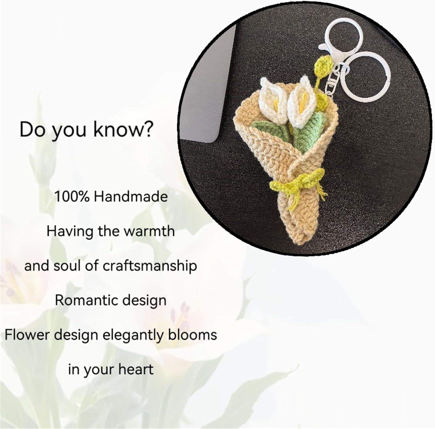 Handmade Crochet Flower Keychain, Cute Keychains for Women Girls Novelty Aesthetic Keychains Holiday Gifts image 5