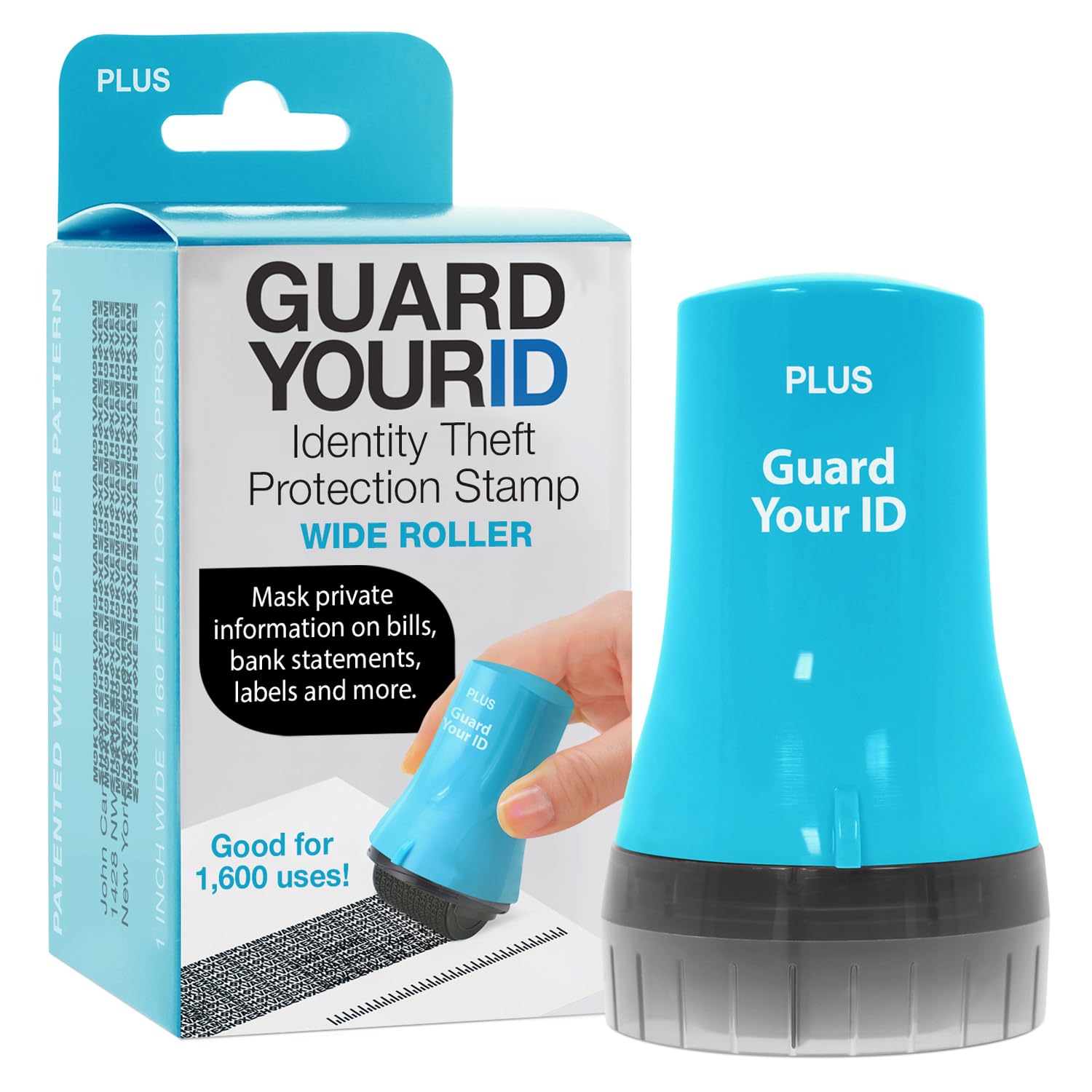 Wide Identity Theft Protection Roller Stamp, Guard Your ID, Turquoise