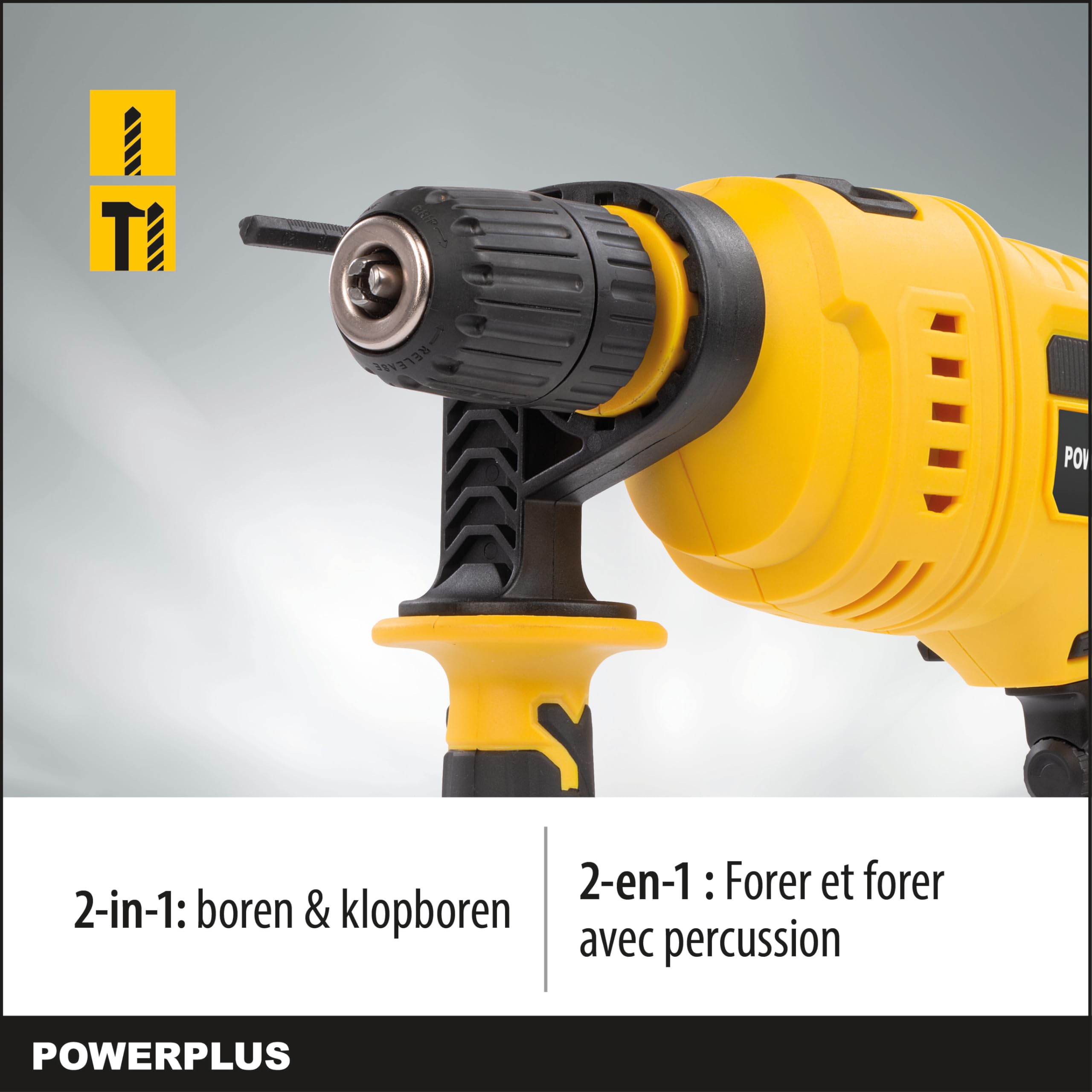 Powerplus POWX0265-2 w 1: wiercenie (udarowe), moc wiercenia 800 W, przełącznik lewo-prawy, do śrub – 78 acc.