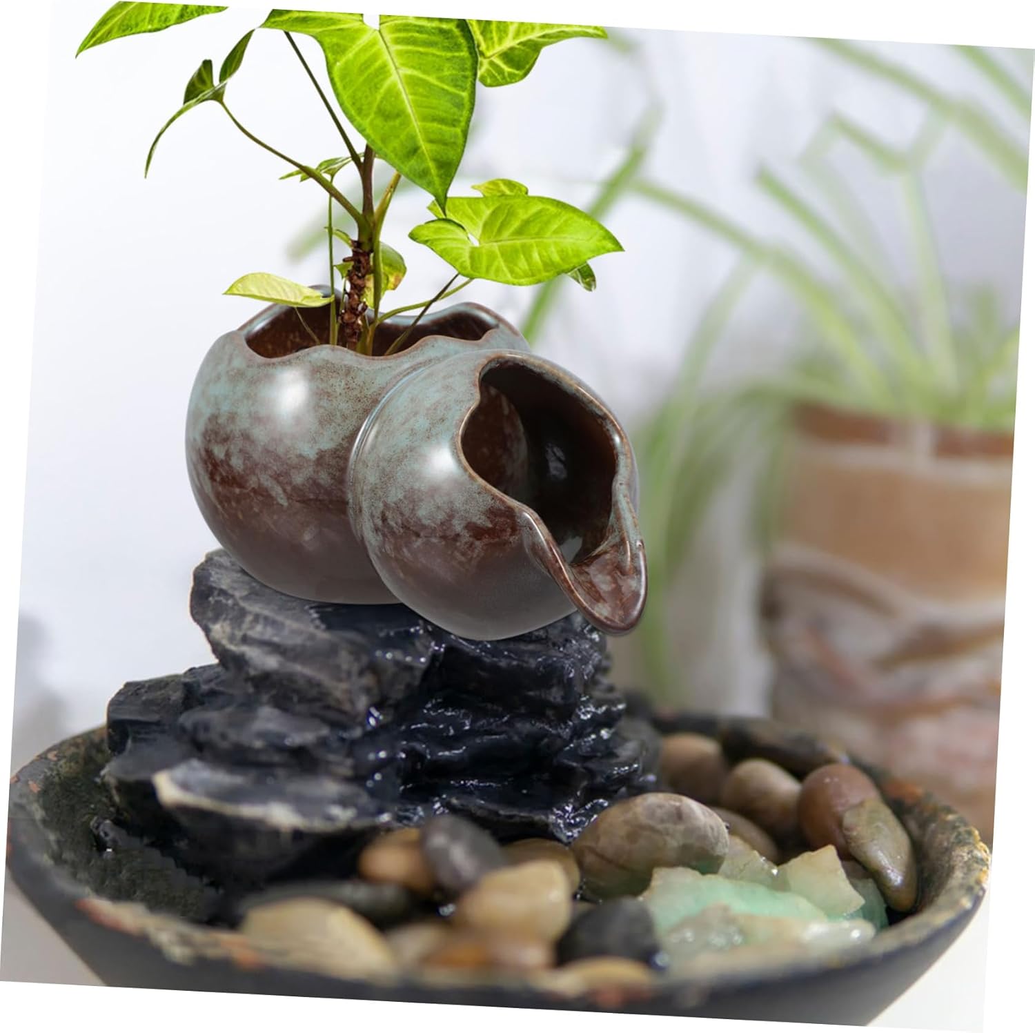 ORFOFE Elegant Ceramic Water Fountain Spout for Small Sophisticated Design with Open Top for Hydroponic Plants Decorative Accessory for Aquariums and Garden Water Features