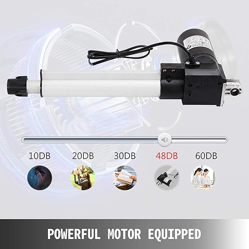 Miniatura 5 de VEVOR Actuadores eléctricos de carrera de 8 pulgadas DC 12 V con soporte de montaje Actuadores resistentes de 6000N1320LB para mesa reclinable TV,