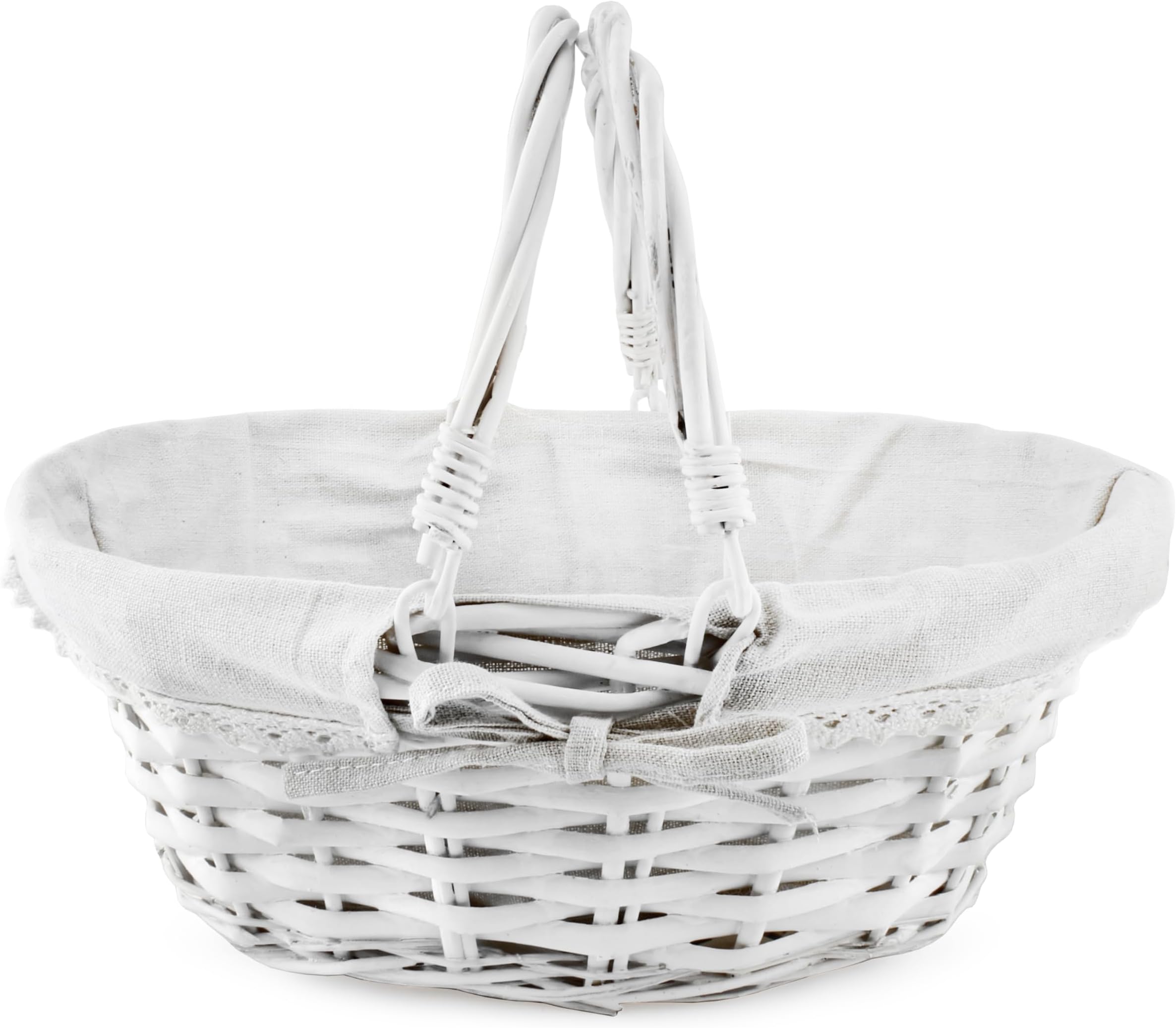 Cornucopia Brands Wicker Basket w/Handles (White-Painted), for Easter, Picnics, Gifts, Home Decor and More, 12.5 x 9 x 6 Inches