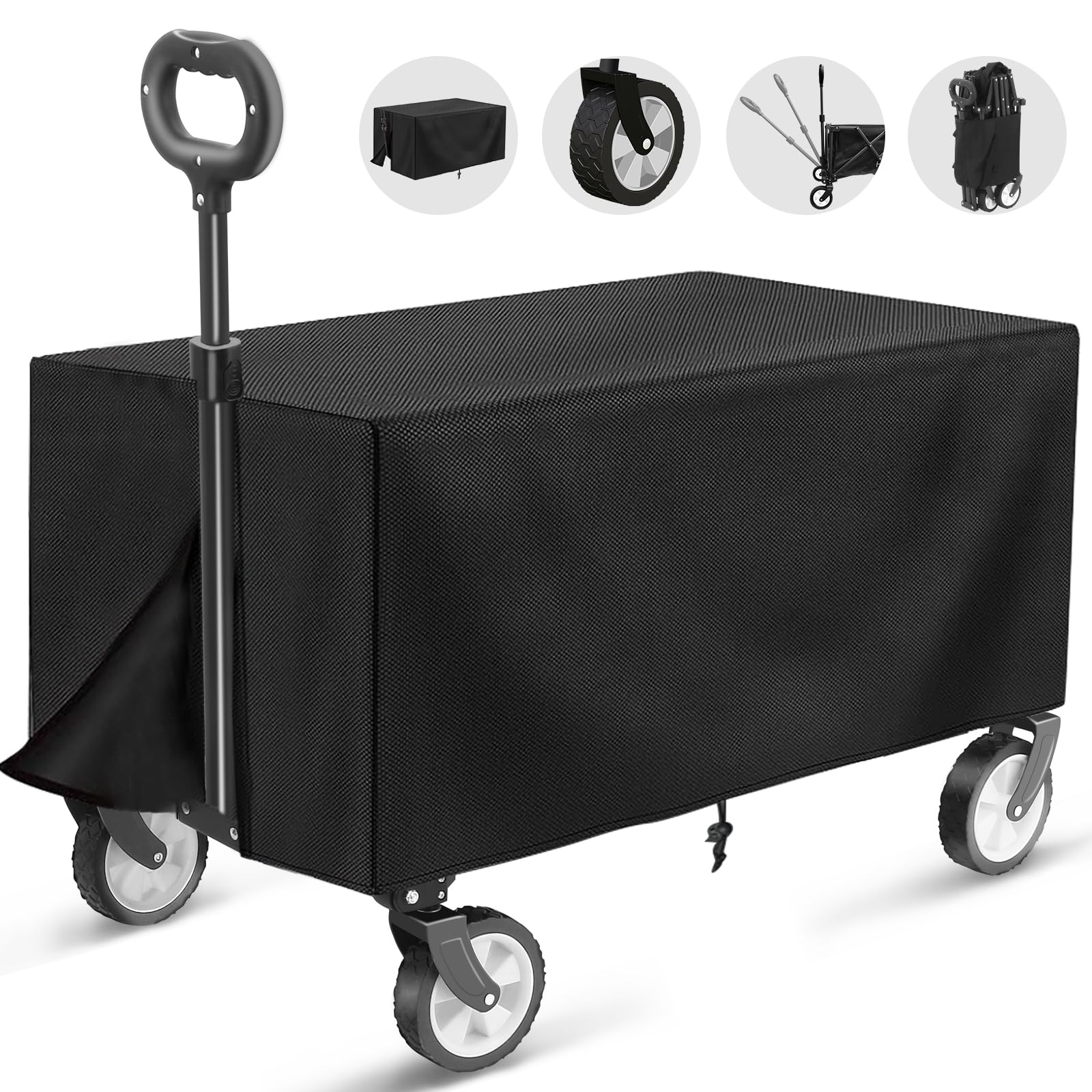 Chariot Pliable sur Roues,100 kg de Grande capacité,Housse de Chariot de Jardin Pliable,(Chariot de Camping et Housse)