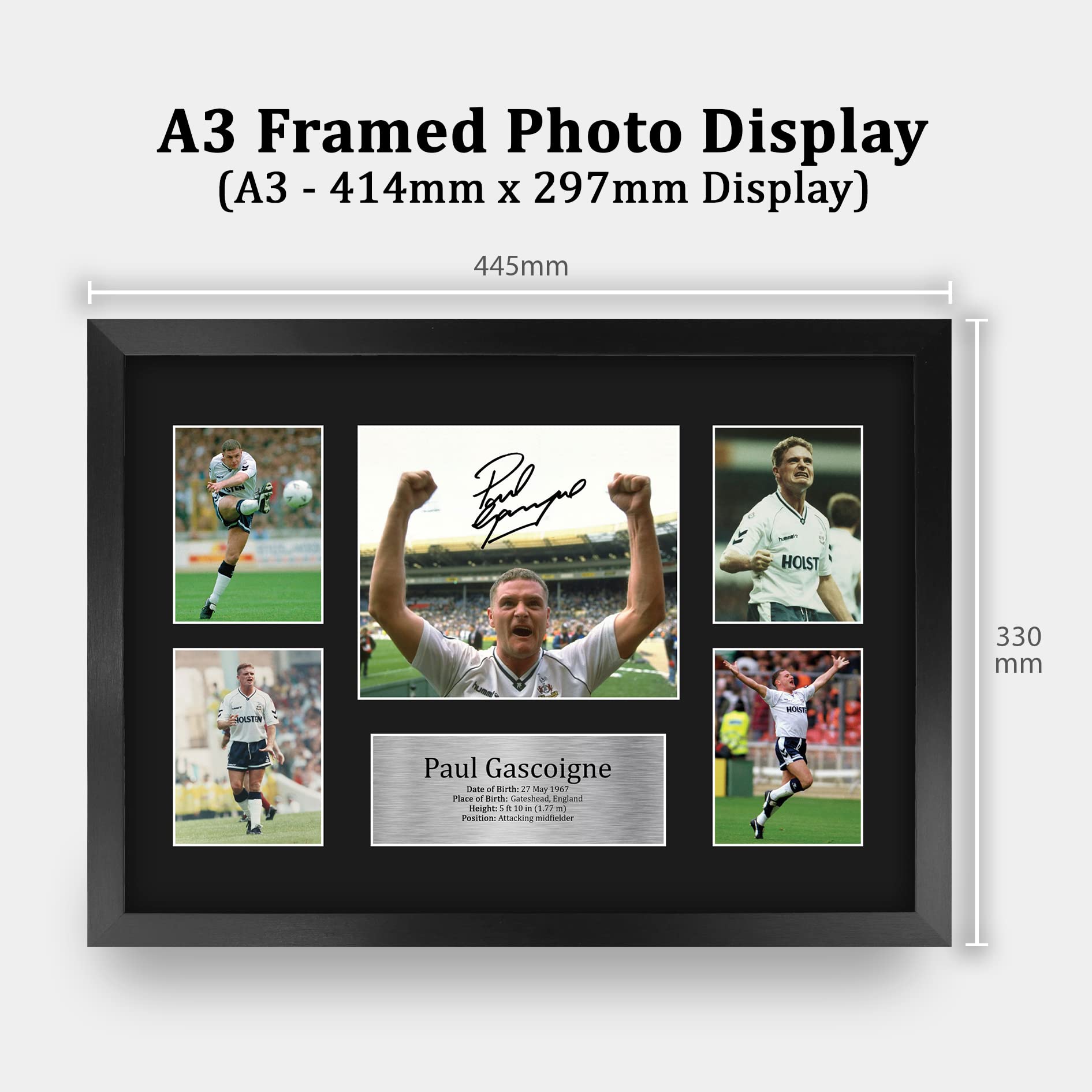 HWC Trading FR A3 Paul Gascoigne Tottenham Hotspurs Printed Memorabilia Signed Autograph Photograph Display for Football Fans and Supporters - Image 2