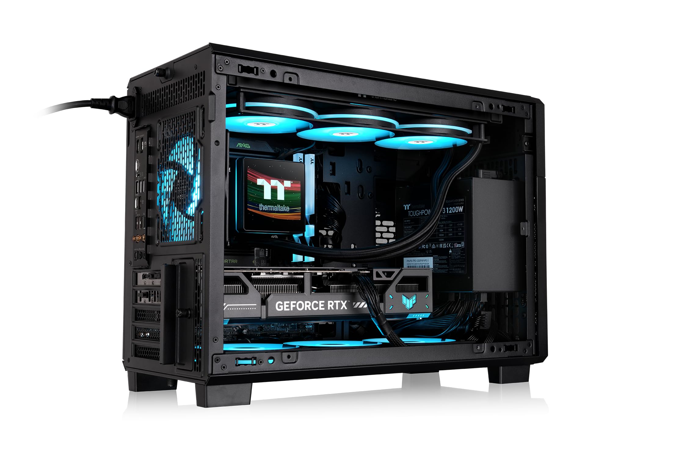 Thermaltake TR200 WS | Micro telaio | Micro‑ATX/Mini‑ITX | Supporto AIO da 360 mm | 7 × 120 mm | Drive Bay da 5,25" | USB‑C | nero