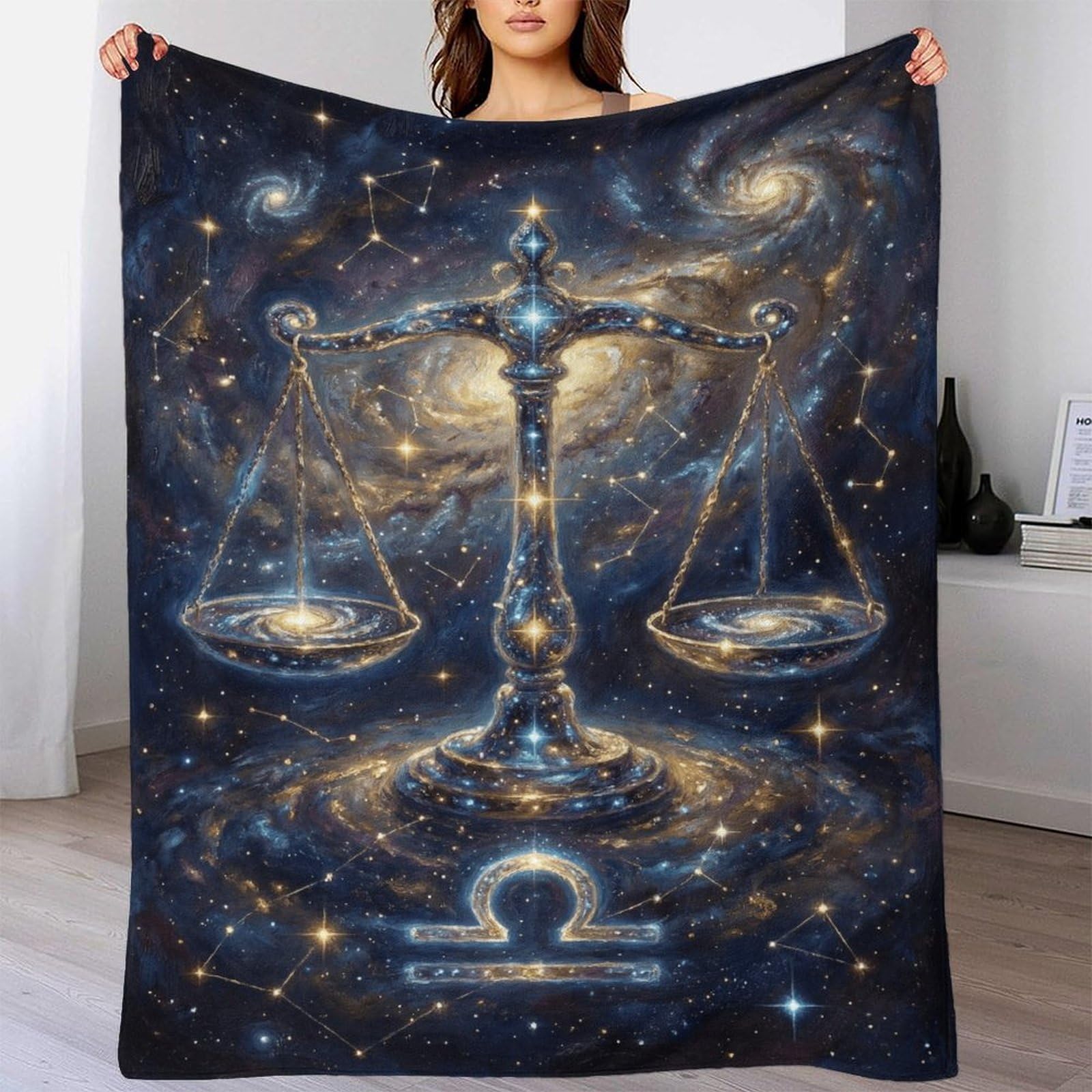 W7C8U2X3 Libra Zodiac for for Flannel Throw Blanket, Couch Bed Travel