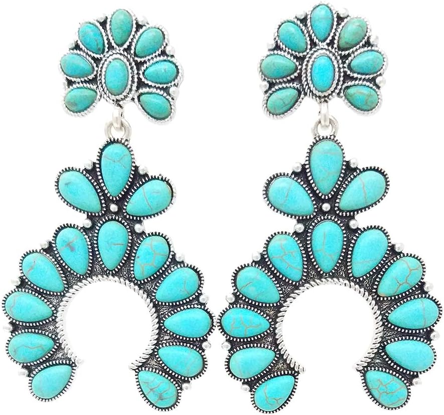 Naja Squash Blossom Turquoise Post Earring Western