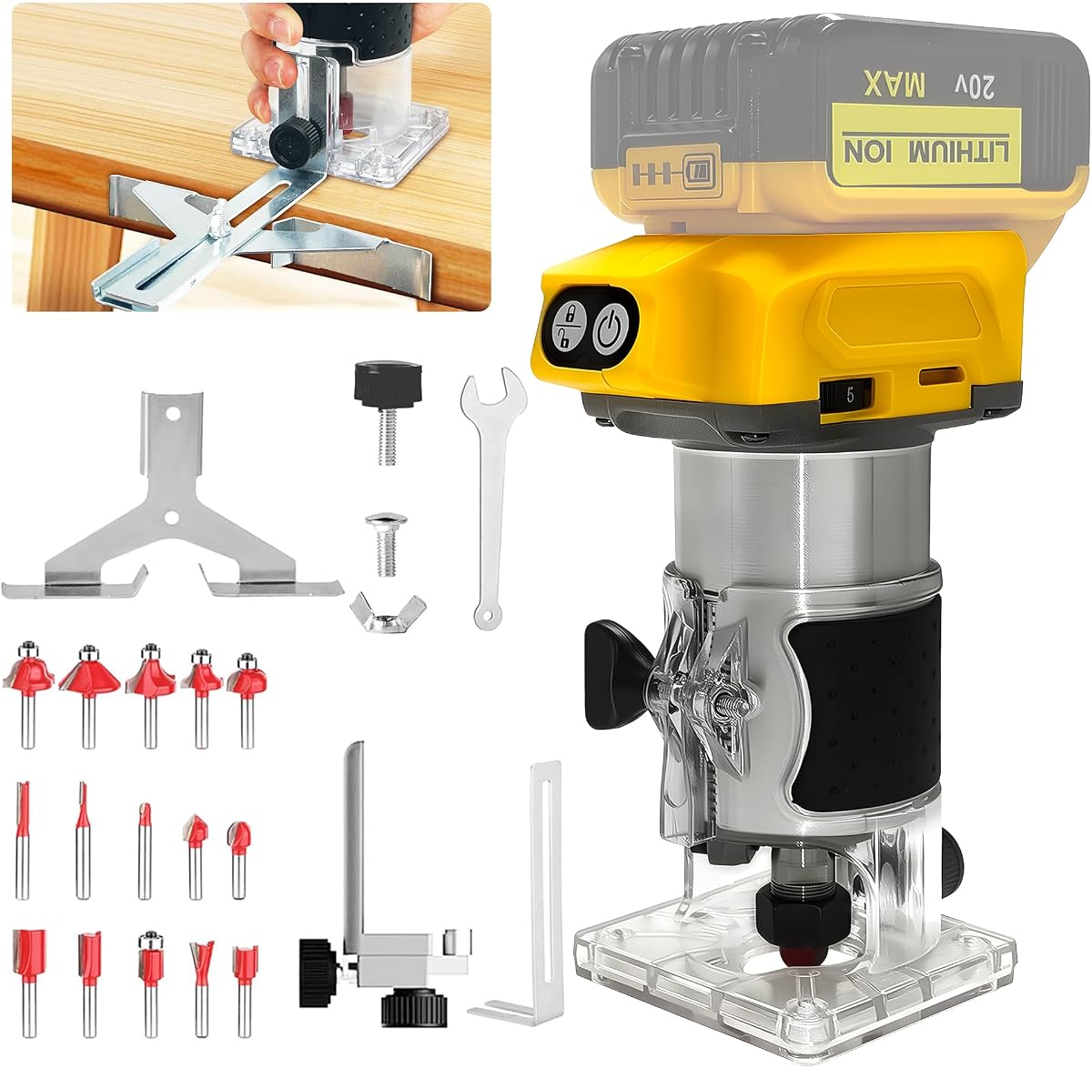 Cordless Wood Router Trimmer for Dewalt…