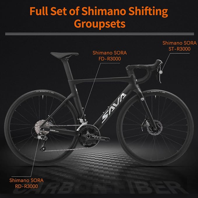 Bicicleta de ruta SAVADECK carbono freno disco 18 velocidades miniatura 5