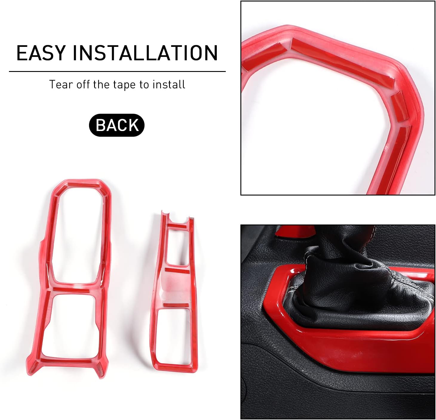 JeCar Red Center Console Gear Shift Cup Holder Panel Cover Fit for 2018-2025 Jeep Wrangler JL JLU Gladiator JT Interior Trim Accessories