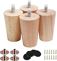 Vista 9 de Juego de 4 patas redondas de madera maciza de 2 pulgadas para muebles, sofá cama, silla de café, escritorio, patas rectas con pernos preperforados
