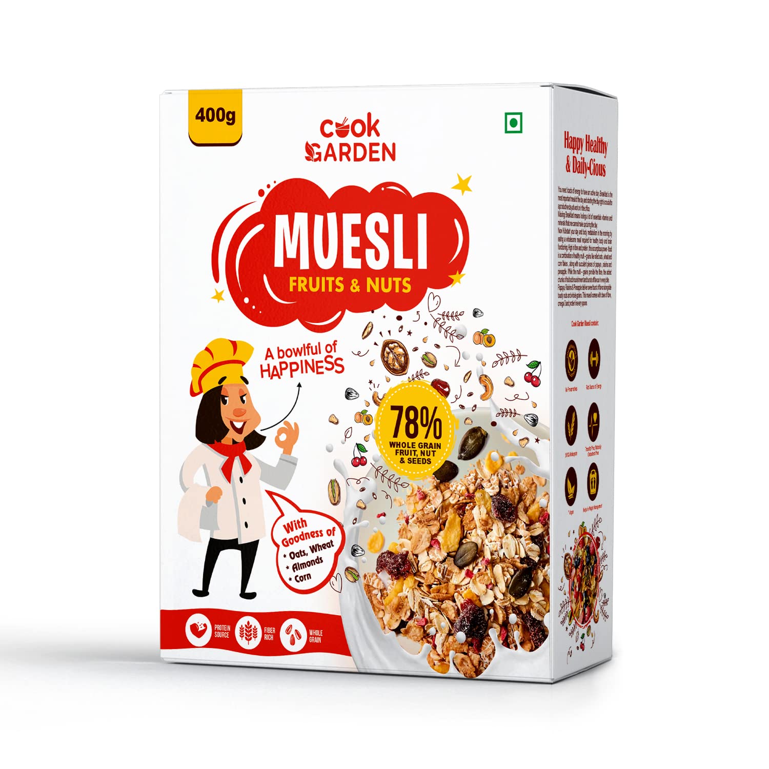 CookGarden Fruits & Nuts Muesli with Pumpkin seeds 400g | Whole grain, High Protein, High Fibre | No chemical, Omega rich | Wholegrain Breakfast (B0BZDJFPVP) Amazon Price History, Amazon Price Tracker