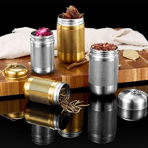 Miniatura 6 de 1 colador de té, infusor de té de acero inoxidable, hojas de té, condimentos de especias, tetera, filtro de café de malla fina (S, plateado)