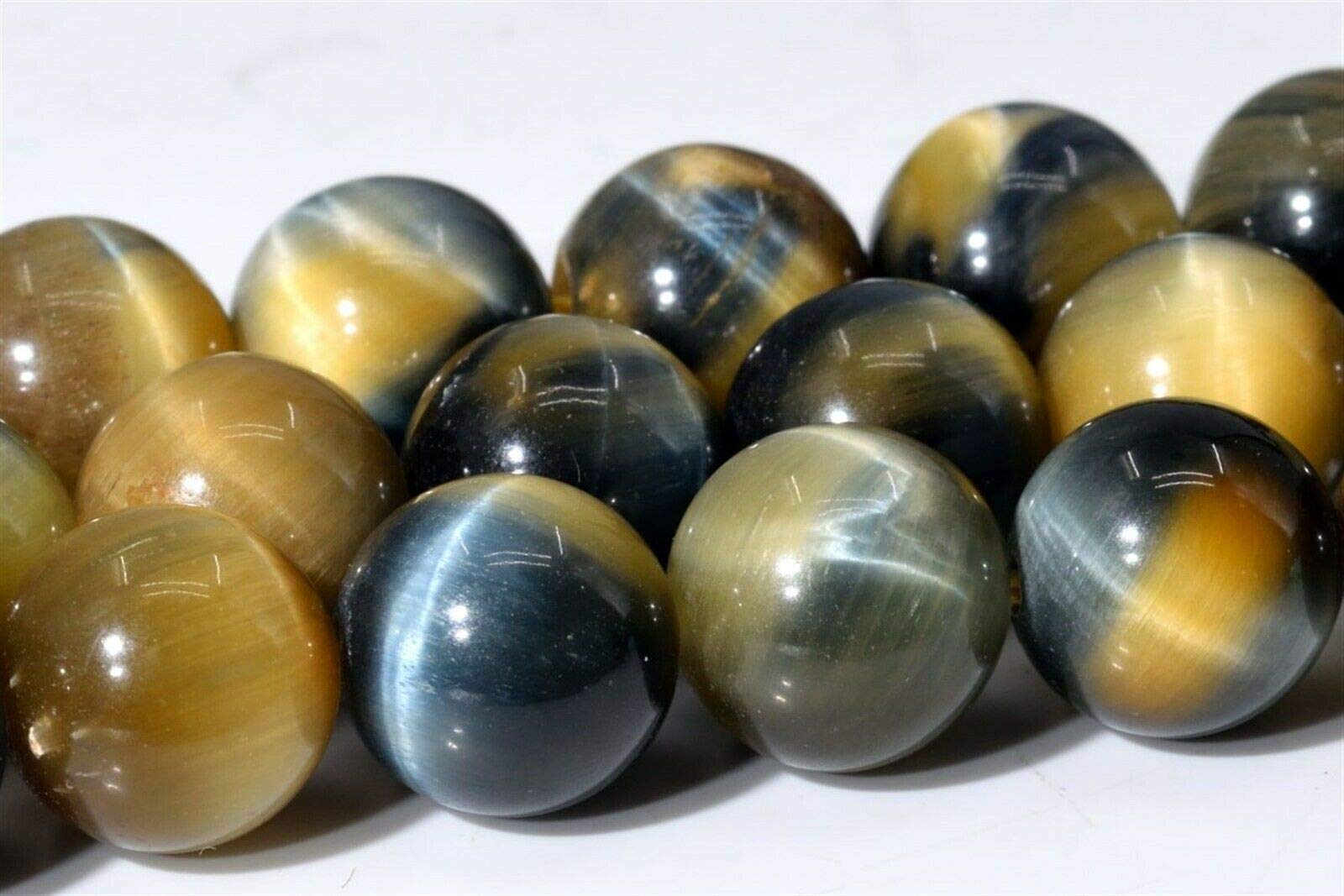 KapOD Beads 8MM Natural Golden Blue Tiger Eye Grade AAA Round Gemstone Loose Beads 15.5" Loose Beads