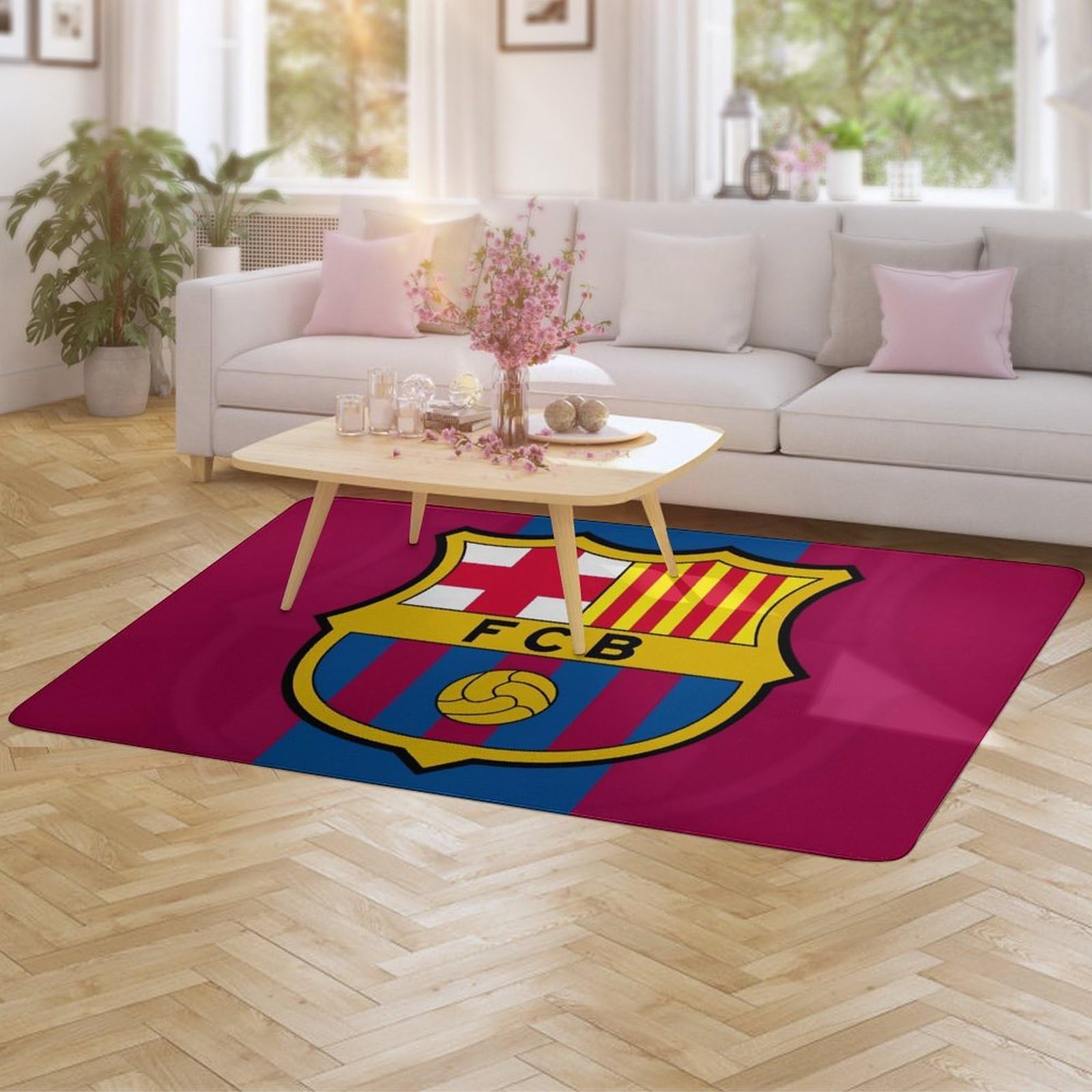 バルセロナ　Barcelona　ラグ Amazon | カーペット FCバルセロナ じゅうたん 絨毯 150cm×100cm ラグ