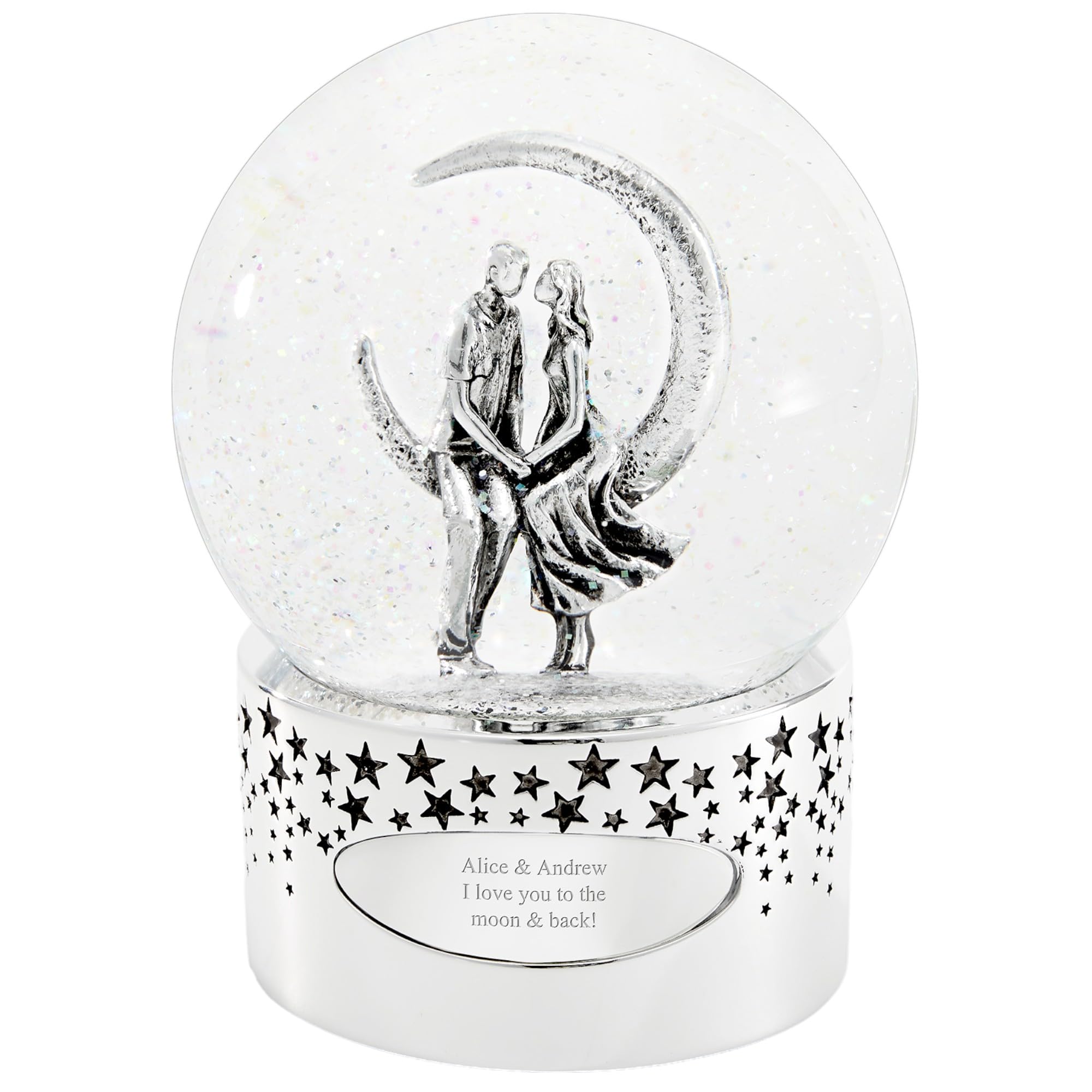 Things Remembered Engraved Moonlight Couple Musical Snow Globe (Free Customization), Plays Clair De Lune Music