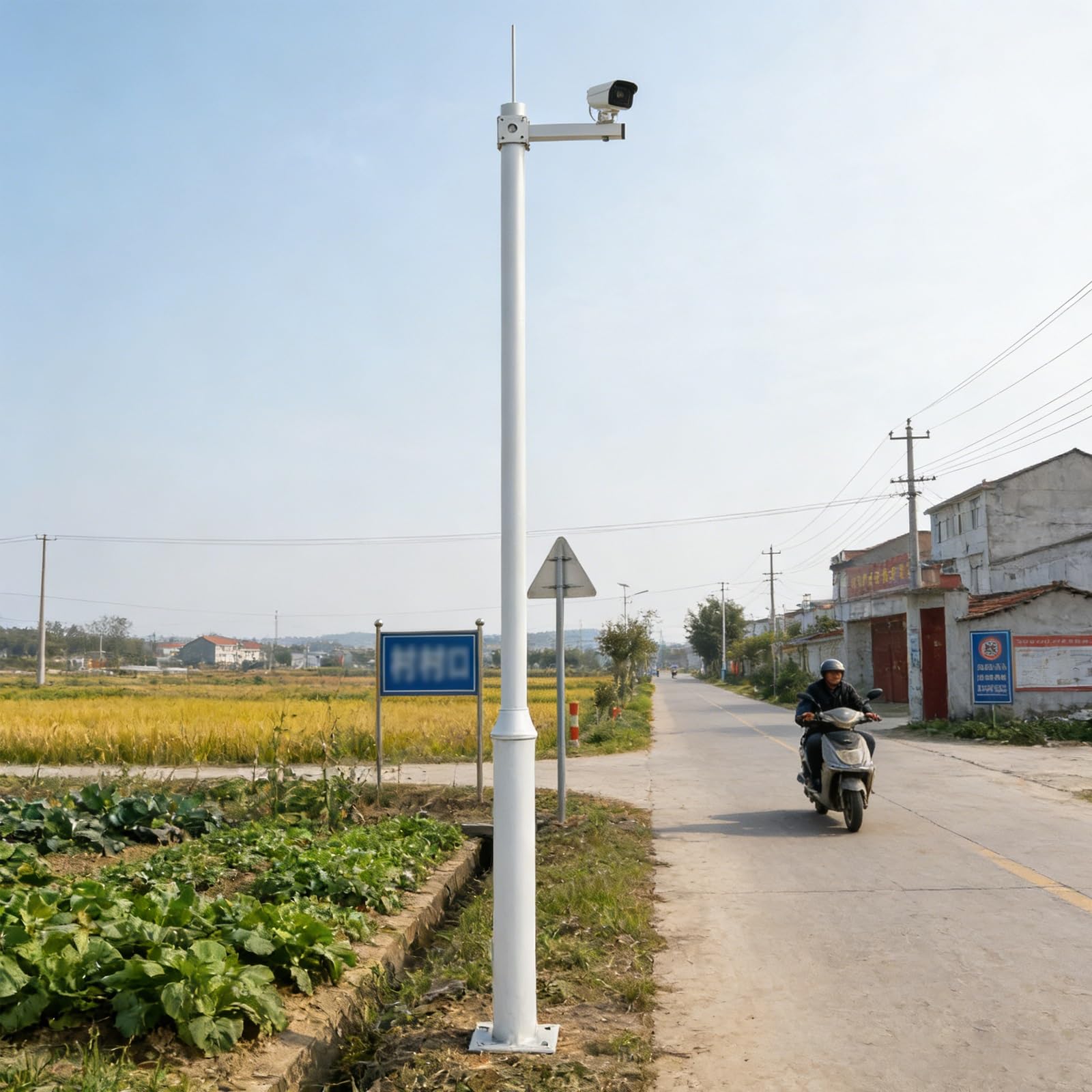 SRNSAEB 1 2 3 4 5 6 M Security Camera Pole Mount Outdoor Metal, Vertical Surveillance Camera Stand Systems with Multifunctional Bracket, Remote Cameras Post Column(1.0m/3.3ft)