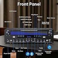 Vista 4 de Daakro Receptores estéreo amplificador de audio para el hogar con pantalla DSP, 300 W de potencia nominal 5.1 canales receptor Bluetooth