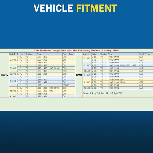Miniatura 9 de Radiador de aluminio de 3 filas para Chevrolet Chevy GMC CK Series 1500 2500 3500 P30 Pickup Suburban Chevy Blazer 5.0L 5.7L Silverado Cheyenne