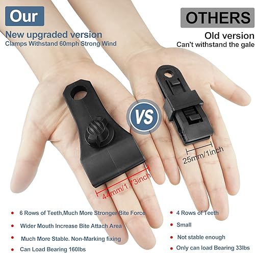 Miniatura 3 de 30 clips de lona grandes mejorados, abrazaderas de lona resistentes con agarre de bloqueo, abrazaderas de tienda de campaña con 100 bridas de cables