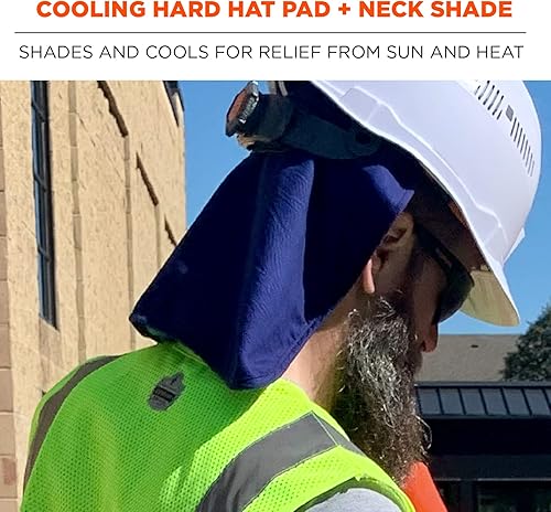 Miniatura 2 de Ergodyne Chill-Its 6717 - Sombra de cuello para casco de polímero evaporativo, color azul sólido (paquete de 2)