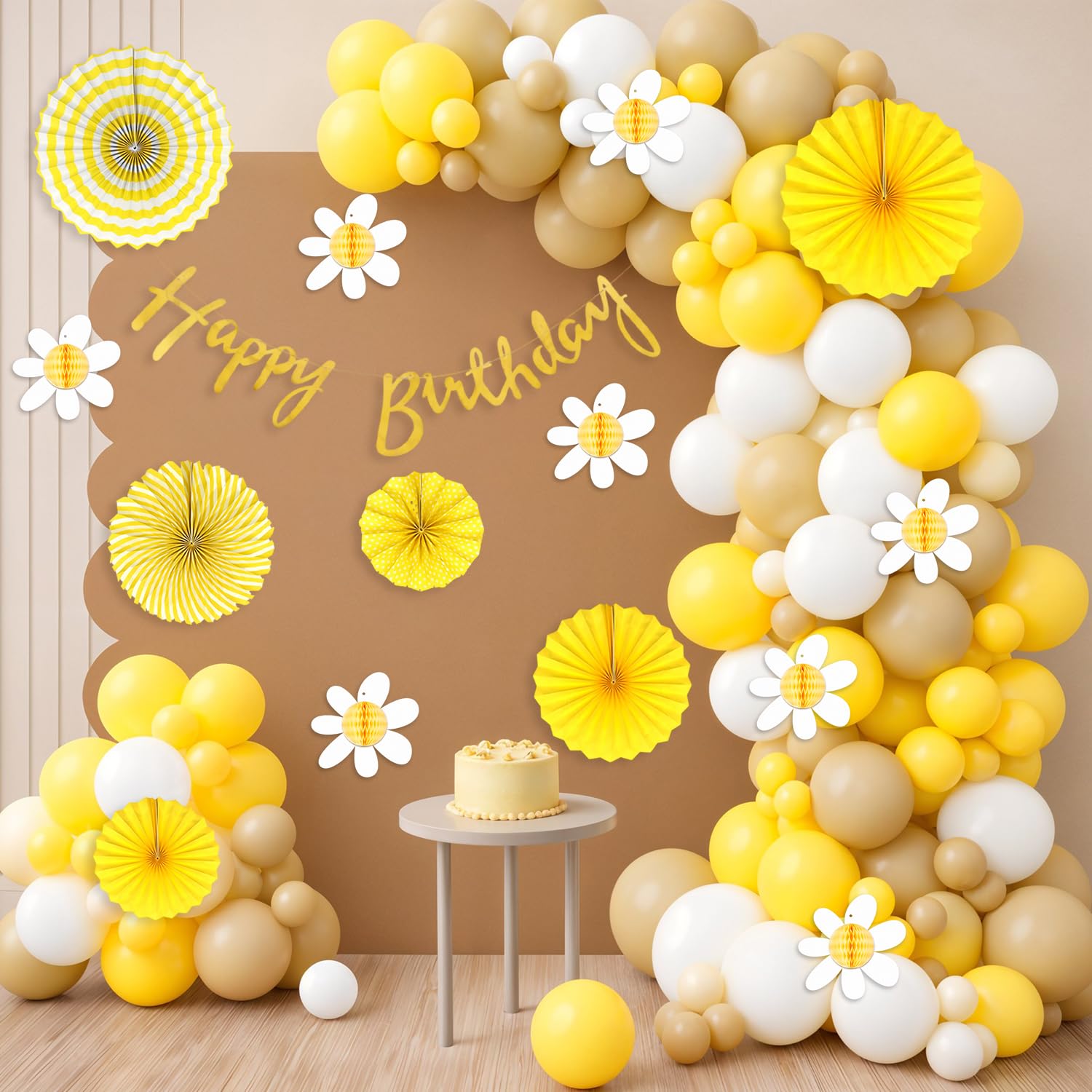 Party Propz Happy Birthday Decoration Kit for Kids - 42 Pcs, Happy Birthday Banner and Balloon for Decoration, Balloon for Birthday with Yellow Paper Fans, Bday Combo for Boys & Girls (Cardstock)-image-40