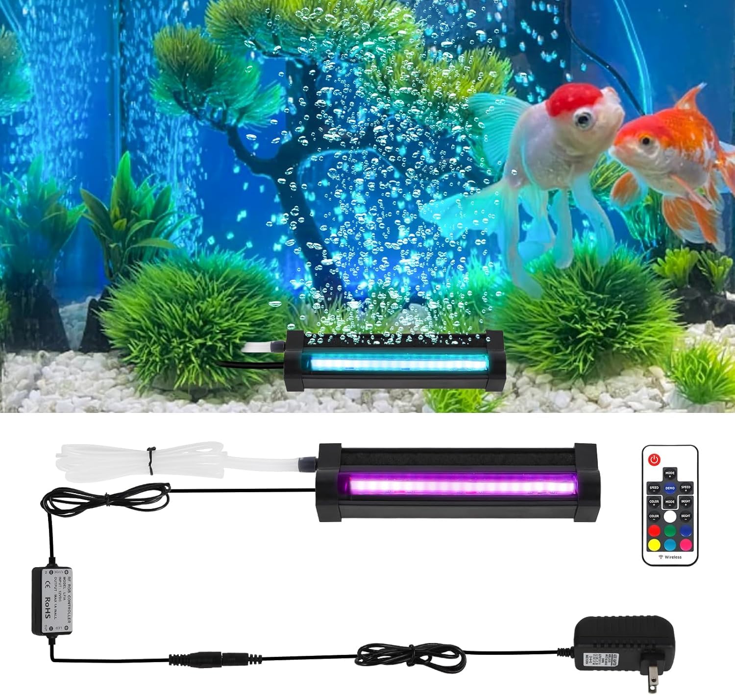 LED Fish Tank Aquarium Light: Waterproof Submersible Fish Tank Light with Remote Controller/Dimming