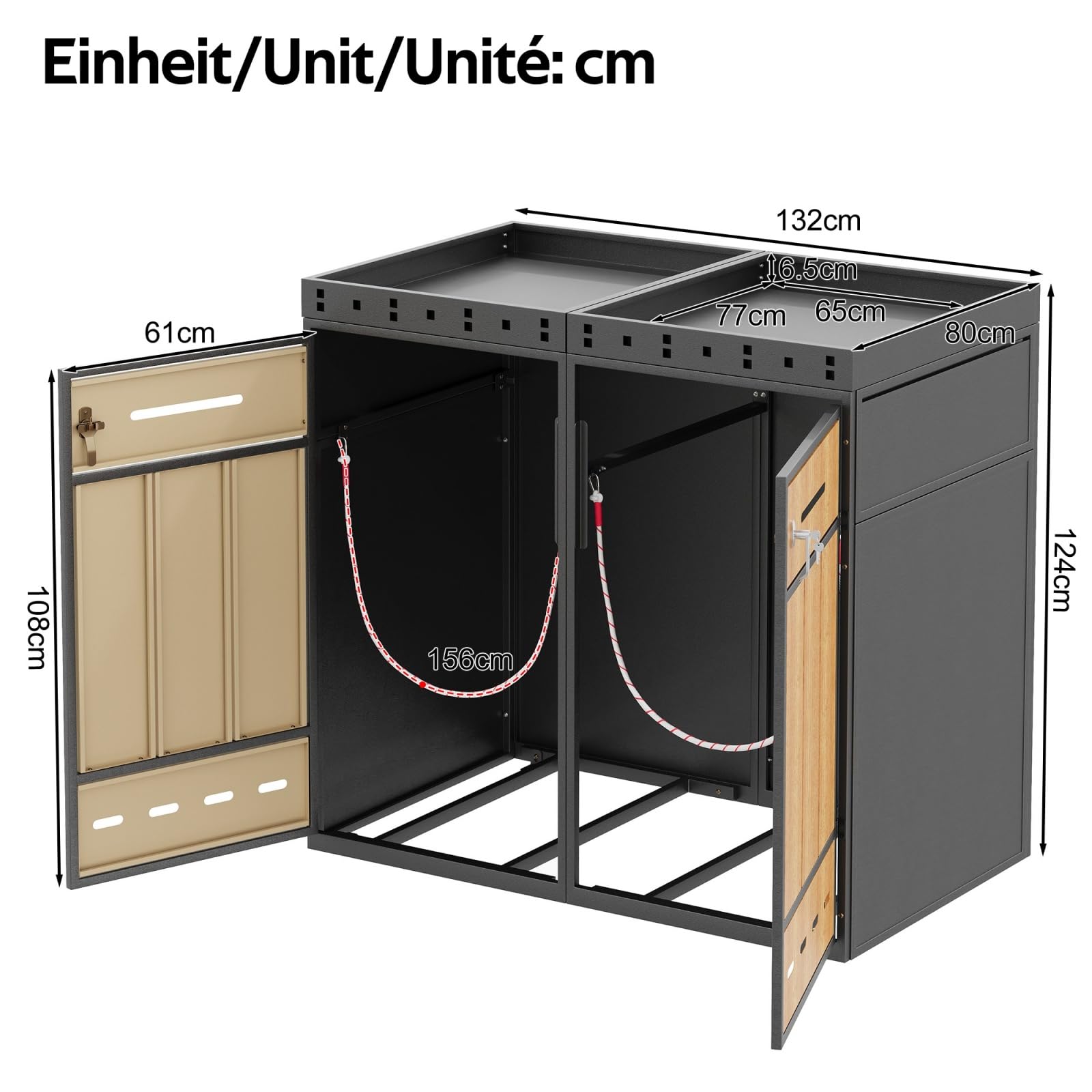 Abri pour poubelles,Abri pour poubelles avec Toit végétalisé 120-240 litres Habillage pour poubelles (1)