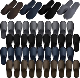 24 Pairs Disposable Slippers, Reusable Washable Slippers Spa Slippers Disposable Home Slippers, Coral Fleece Closed Toe Non-Slip Slippers for Men & Women, Hotel Travel Home