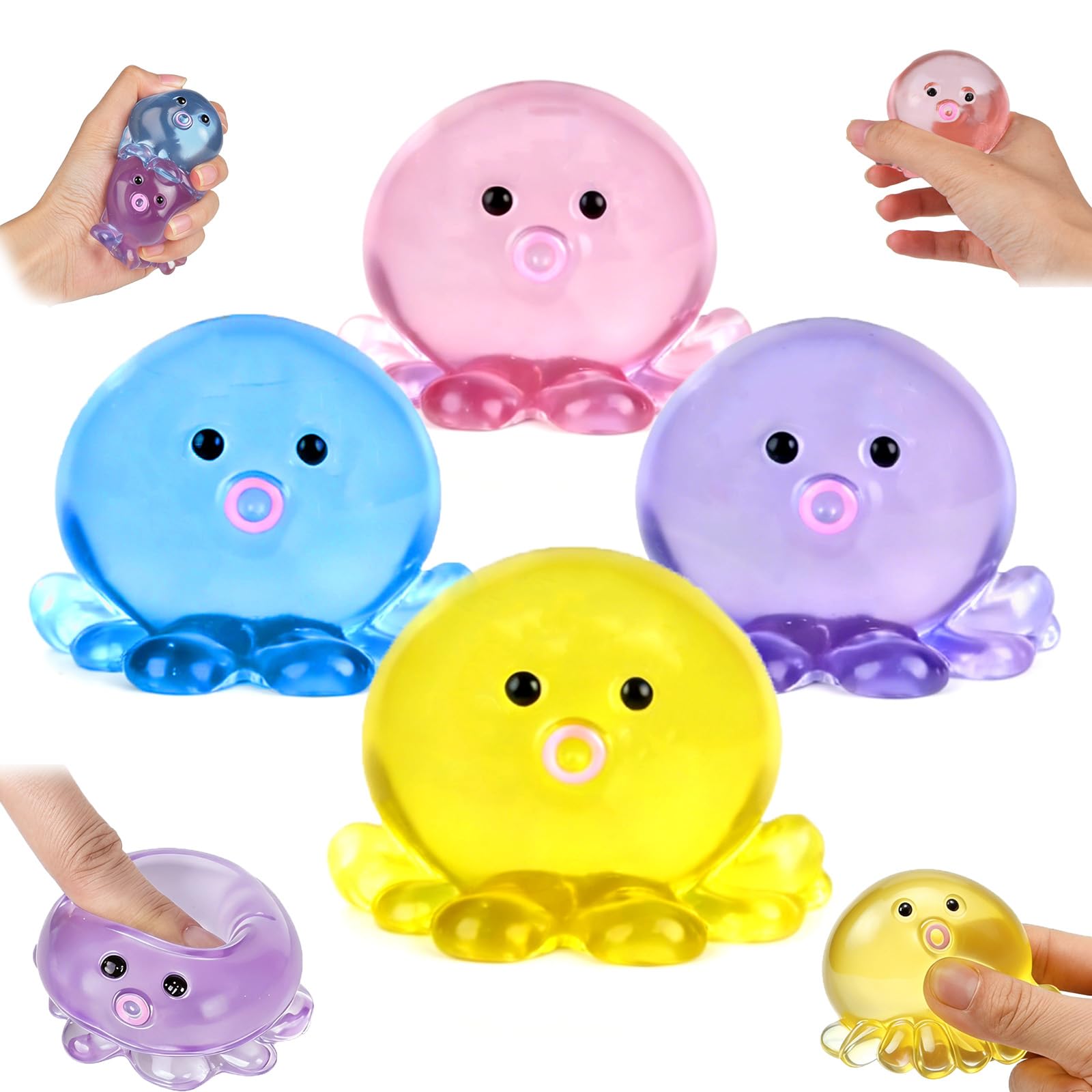 4 PCS Octopus Squishy Stress Toys, Taba Squishy, Fidget Toys for Anxiety Stress Relief, Cute Squeeze Stress Balls, Party Favors Classroom Prize Birthday Gift for Adults Kids