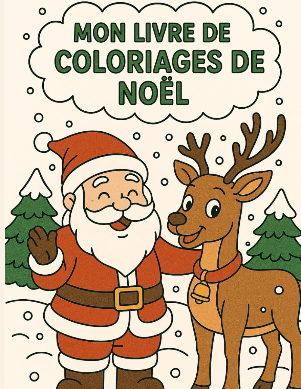 Livre coloriage Noël enfants 6-12 ans. Format A4. 40 Images de noël