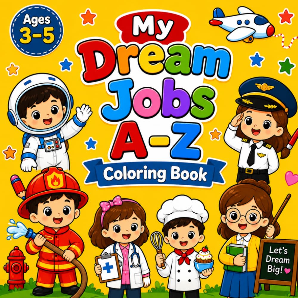 My Dream Jobs A–Z Coloring Book: Fun and Easy Career Coloring Pages for Kids Ages 3–5