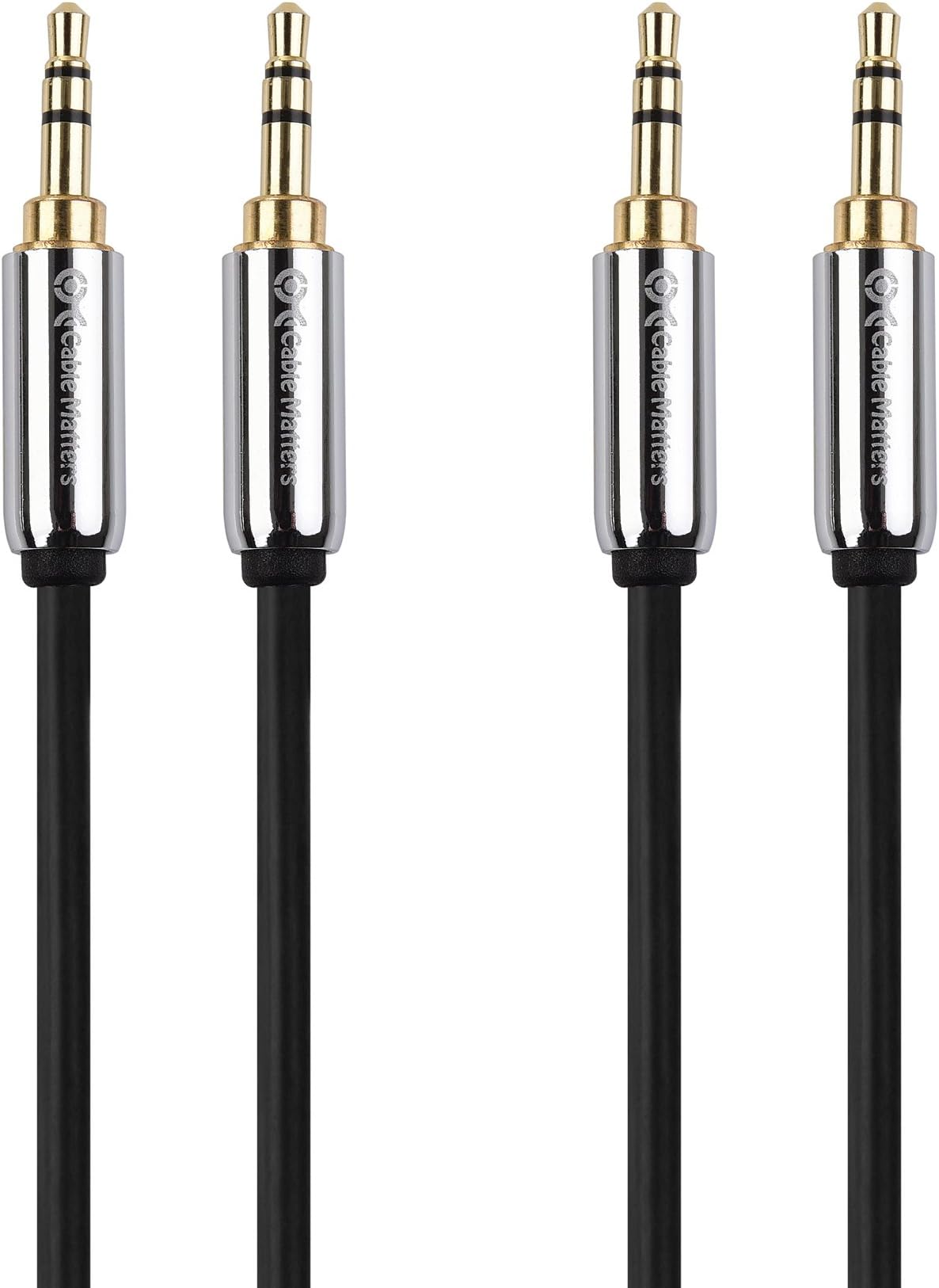 2-Pack Stereo Cable (3.5mm Audio Cable/Stereo Audio Cable/Aux Cable) in Black 1m