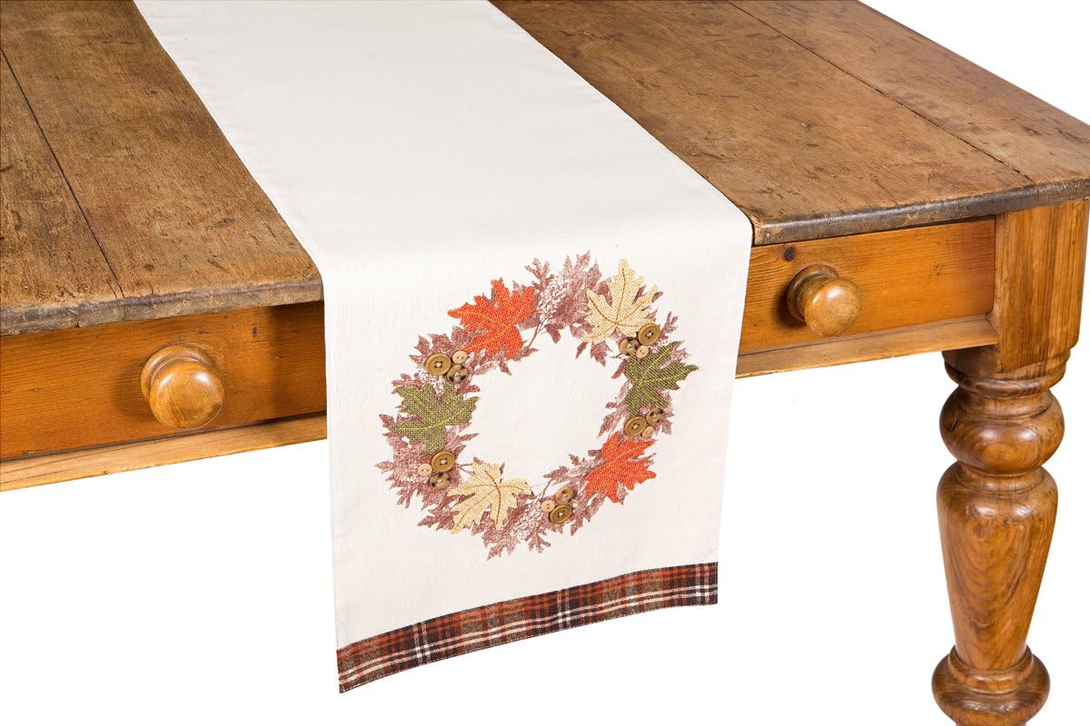 Maple Wreath Fall Table Runner, 13 by 72"