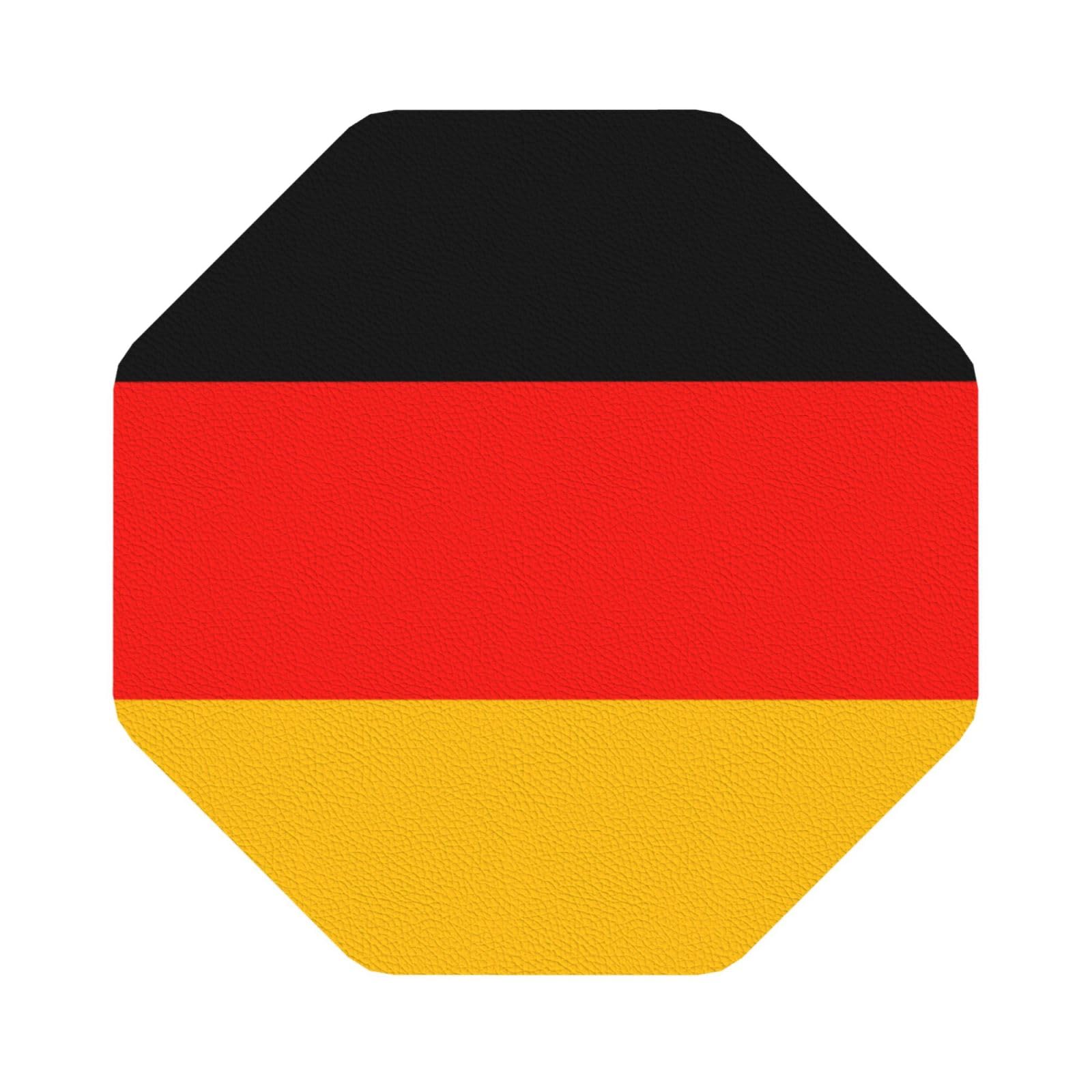 germany flag PU Leather Coasters Set of 6 Octagon Drink Coasters