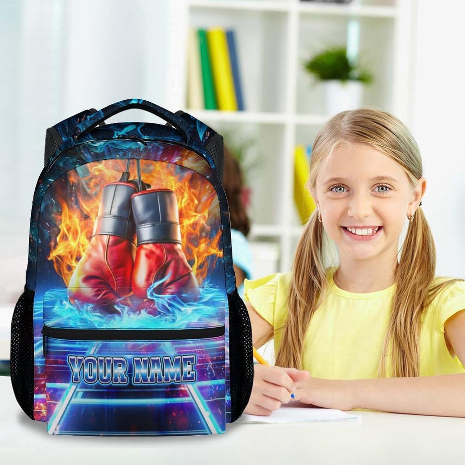 Personalized Boxing Backpack for Boys - School Backpack Gifts for Kids, 17 Inch Lightweight Sport Bookbag for Middle High School Students