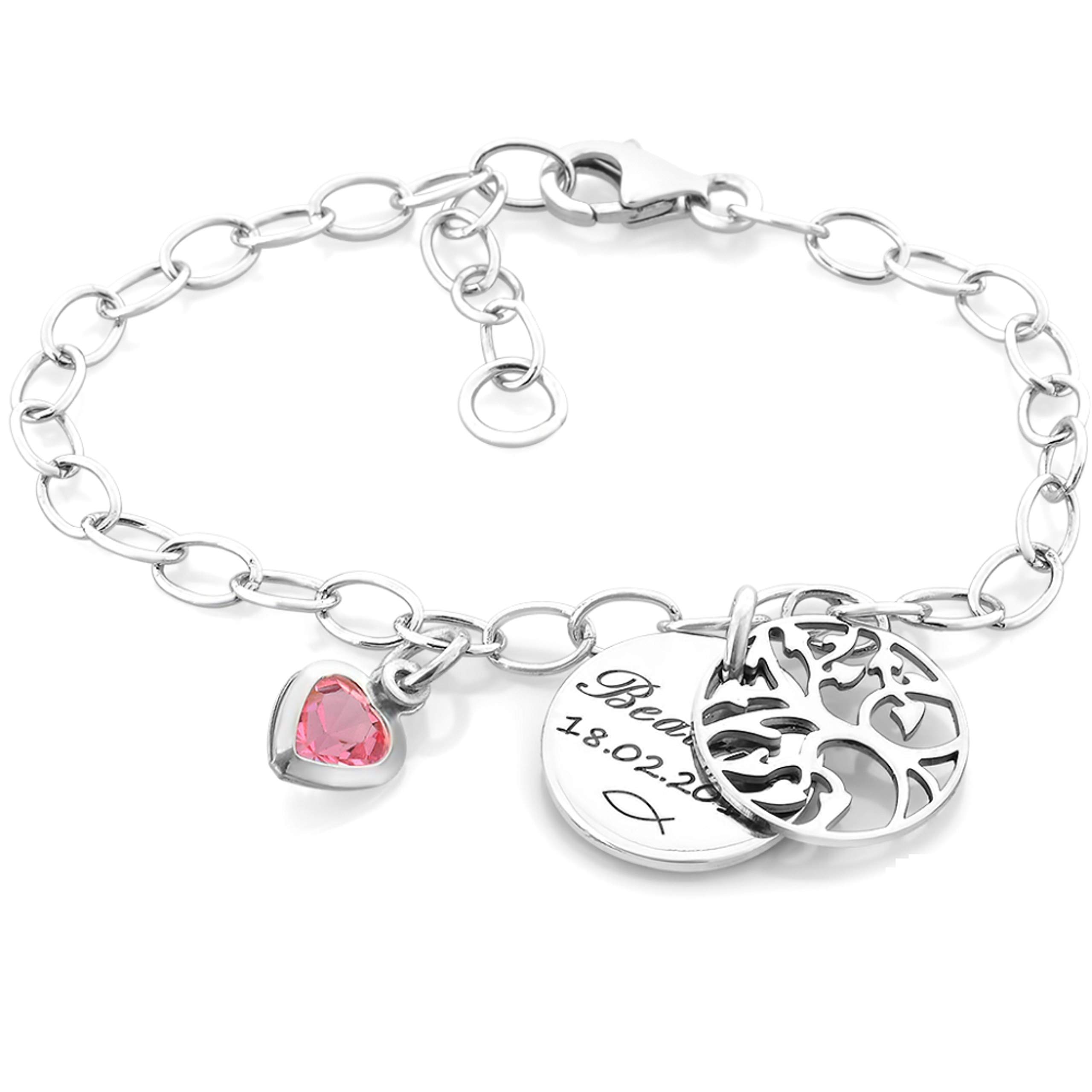 Kinderarmband Mädchen Silber Taufe Armband 925 Sterling Silber mit Gravur Namensarmband für Baby und Kinder Silberarmband Patenkind Armkettchen | HANDMADE IN GERMANY