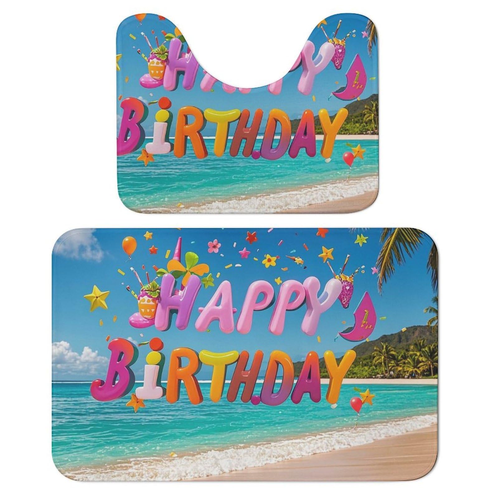 Tapis de bain doux idée cadeau Happy Birthday 40x60cm pour fêter un anniversaire