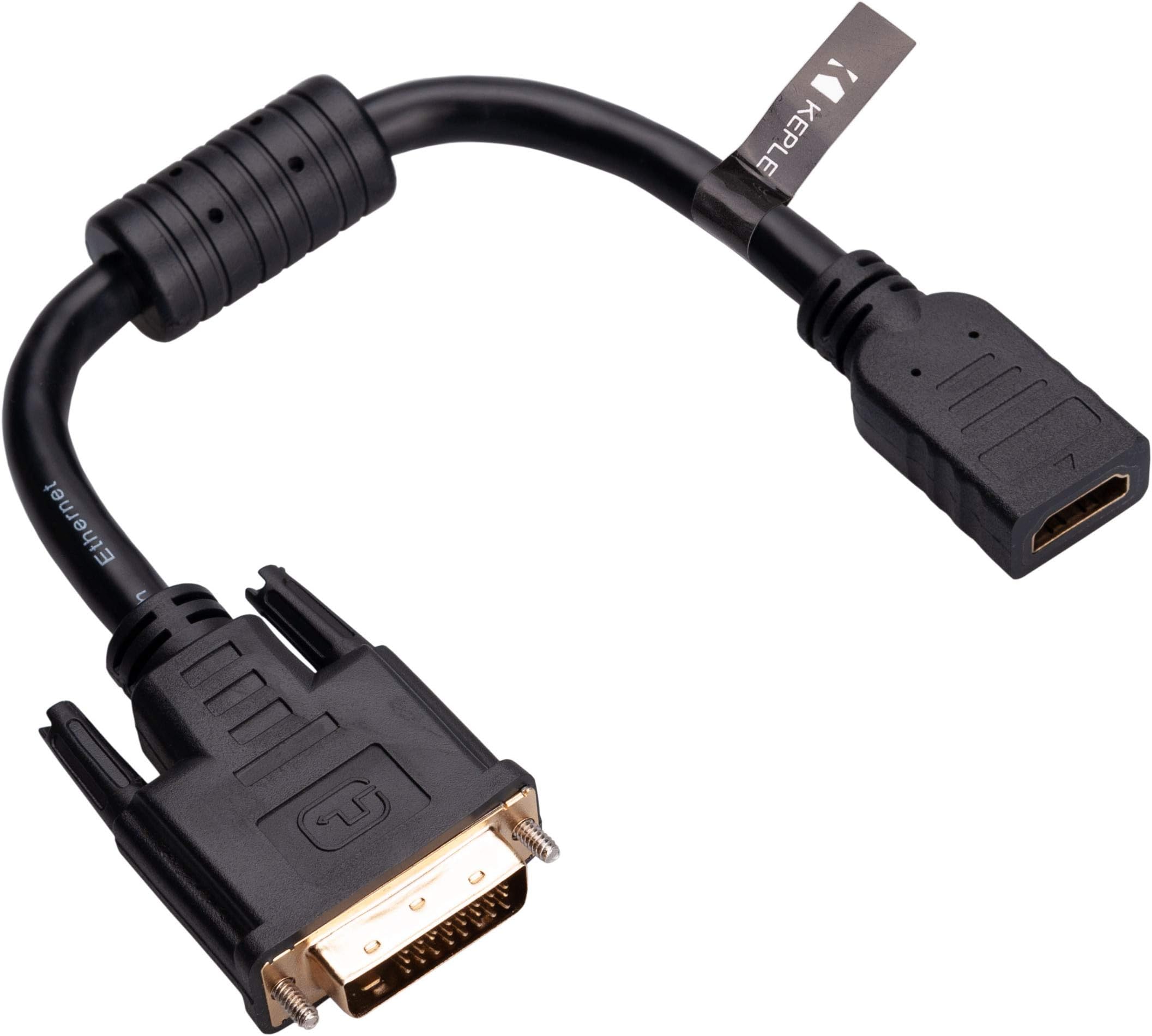deleyCON Adaptateur HDMI-DVI - HDMI Femelle vers Connecteur DVI-D Mâle ...