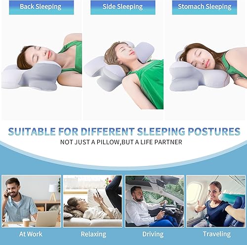 Miniatura 8 de Almohada cervical para el cuello, almohada ortopédica ergonómica de contorno para aliviar el dolor de cuello y hombros con funda de almohada de