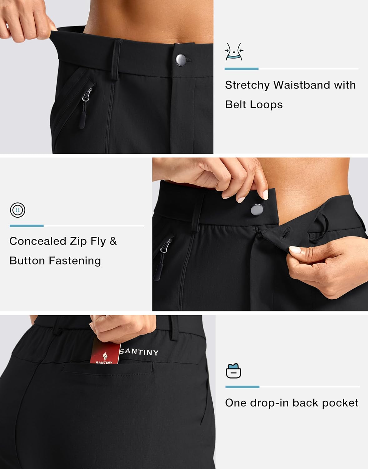 SANTINY Women's 5"/7" Hiking Golf Shorts Quick Dry Stretch Casual Work Shorts with Pockets for Women Walking Travel Summer - Image 5