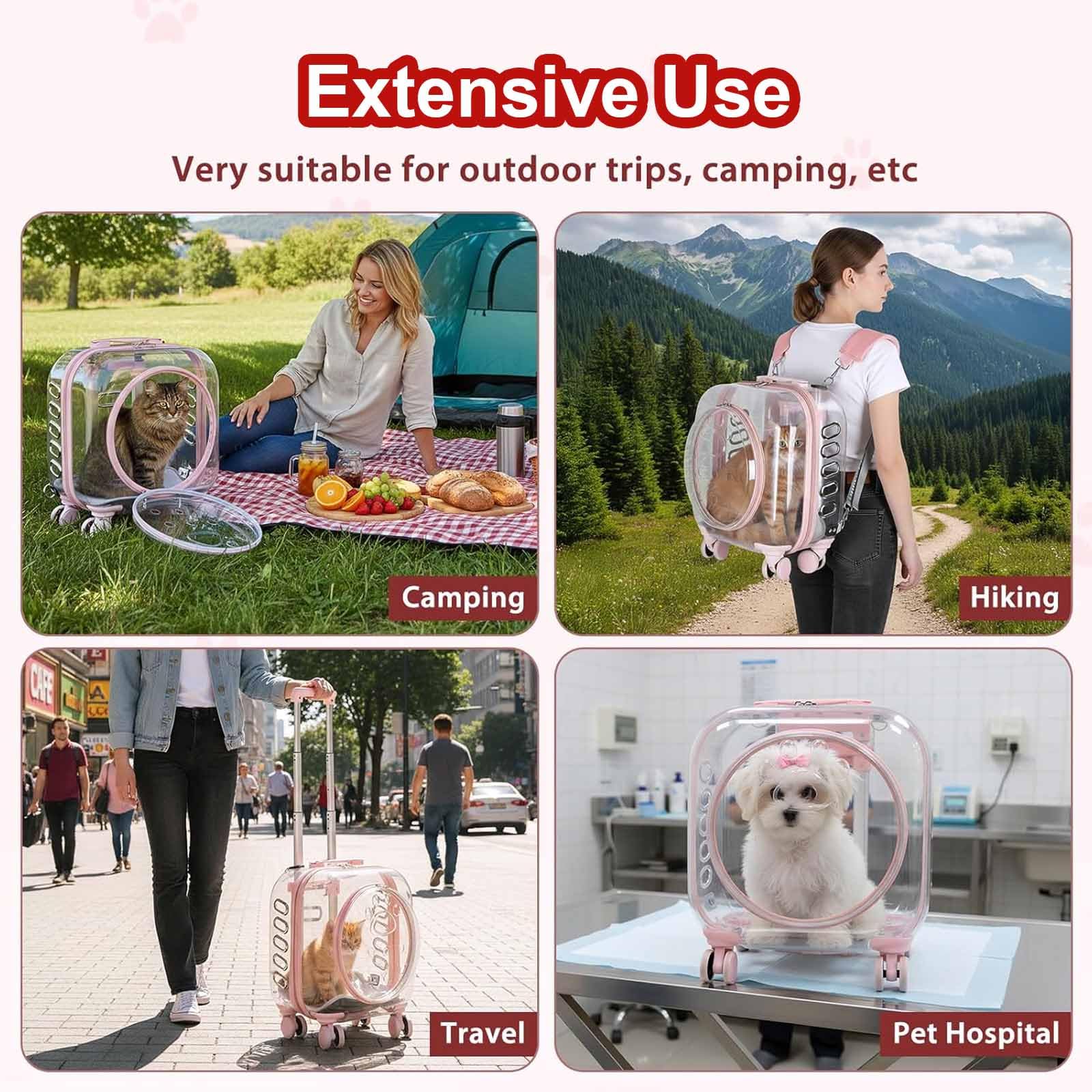 Transportín con Ruedas para Mascotas, con Asa Telescópica De 0 a 55 Cm, Correa para El Hombro Y Asa Superior. Ideal para Cachorros Y Gatos De Menos De 6 Kg. para Viajar, Pasear