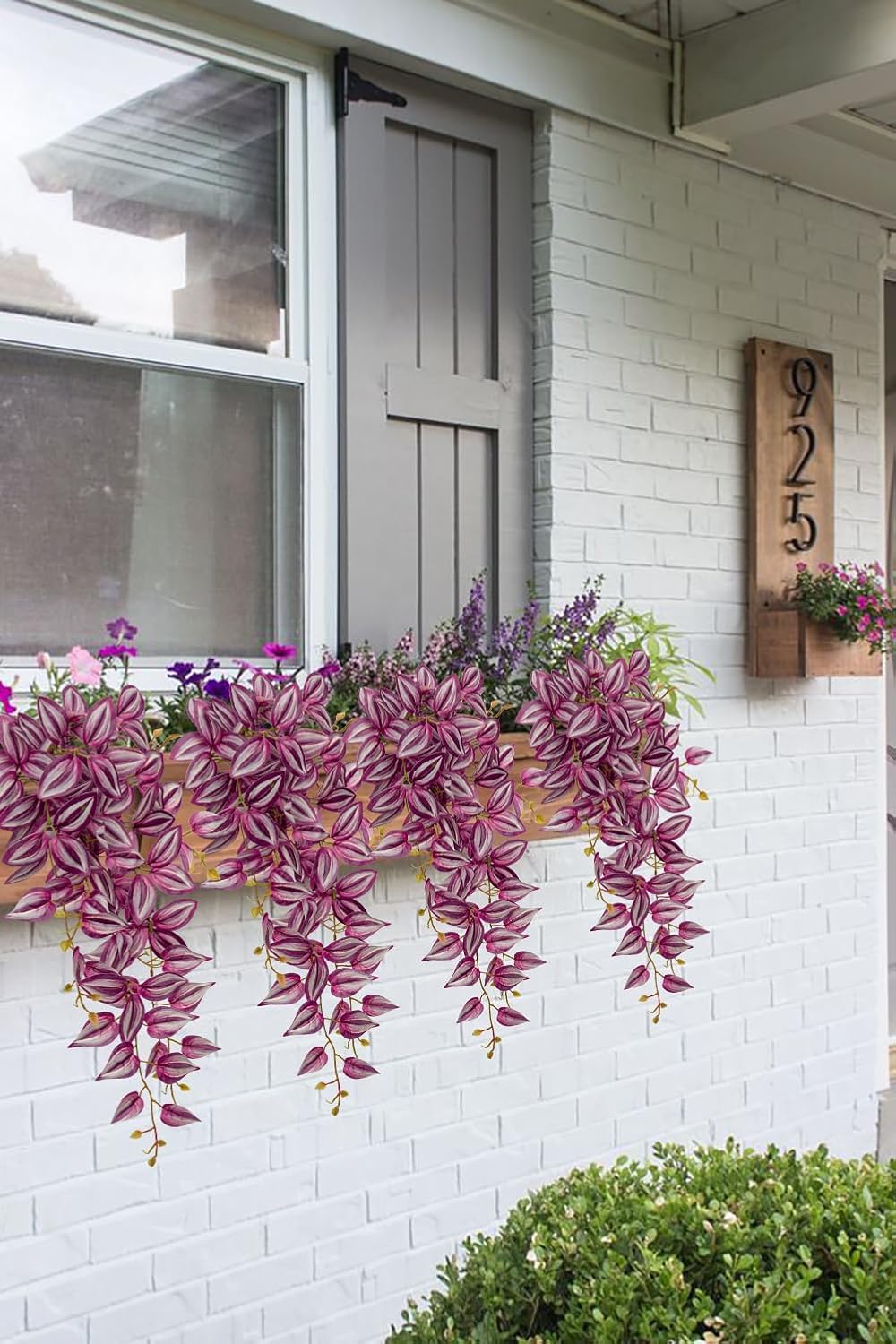 DILATATA Fake Hanging Plants Artificial Hanging Plants 26" Faux Wandering Jew Hanging Leaves Plants for Wall Shelf Home Indoor Outdoor Decor - 2 Pack - Image 5